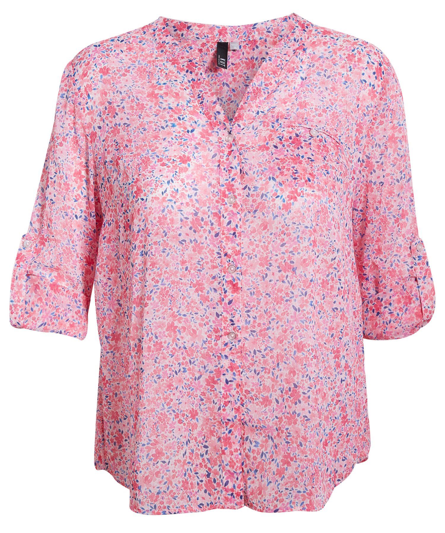 KUT from the Kloth Button Front Long Sleeve Sheer Blouse