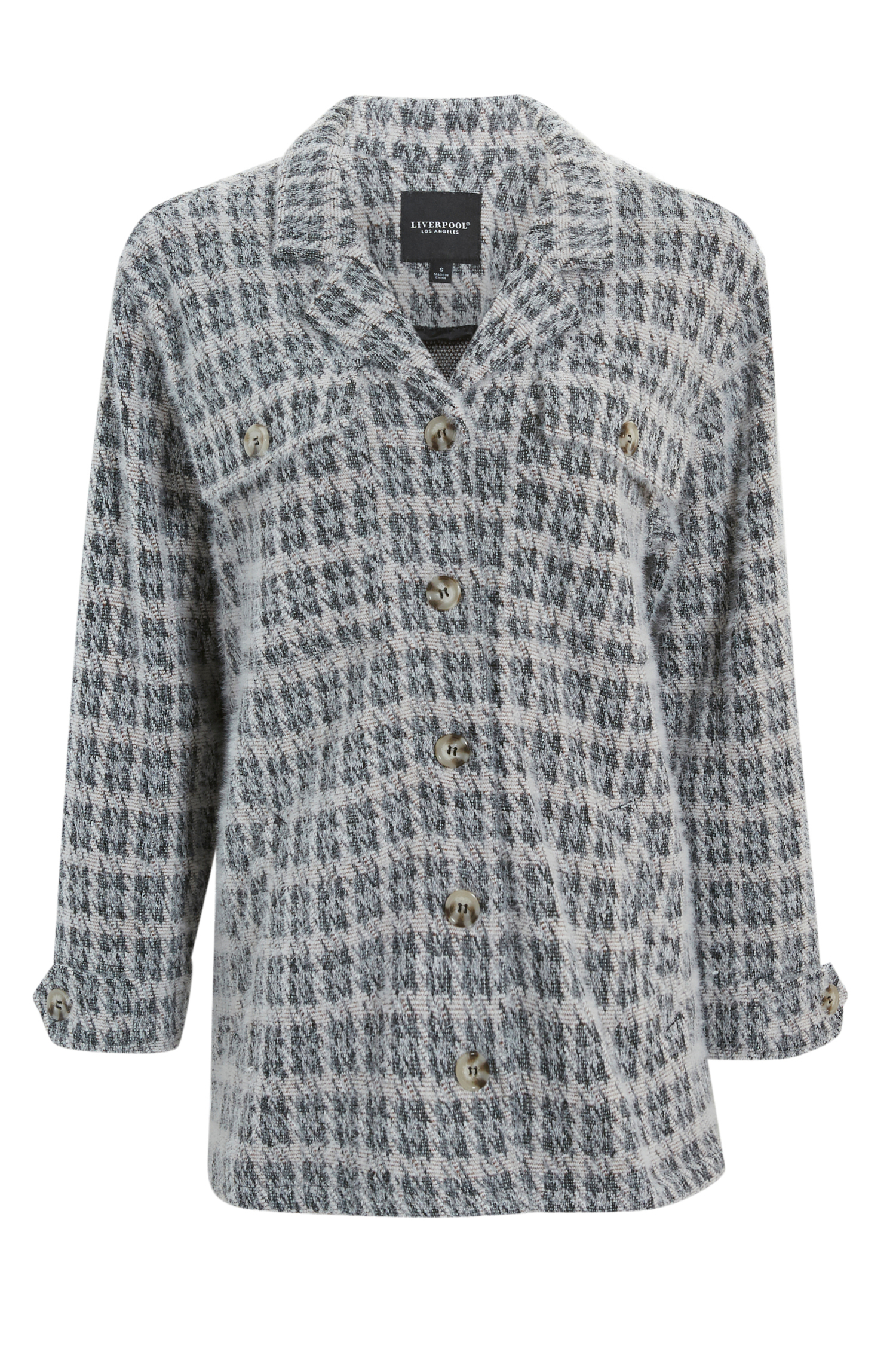 Liverpool Button Front Houndstooth Print Jacket