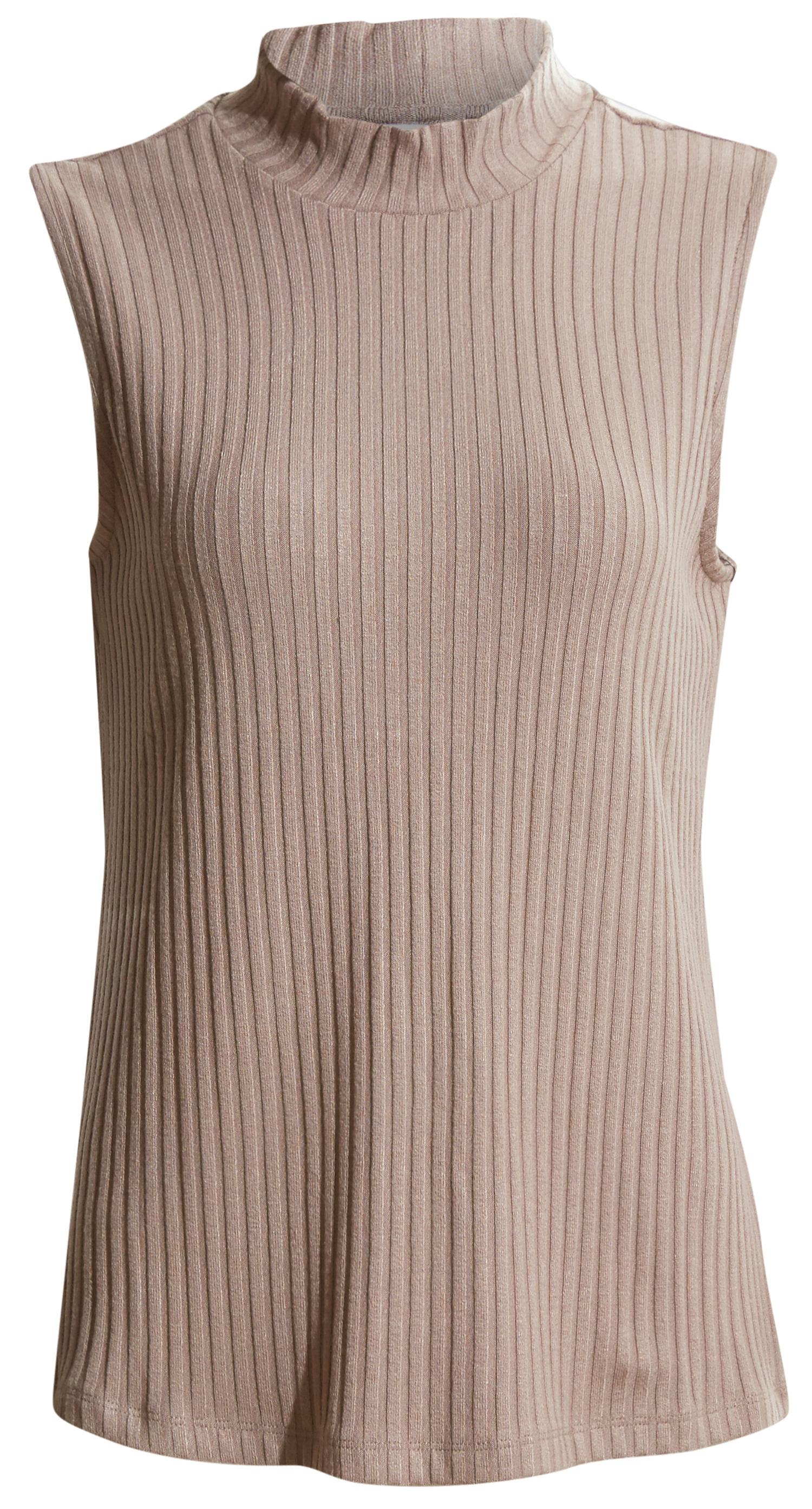 Liverpool Mock Neck Sleeveless Rib Knit Top