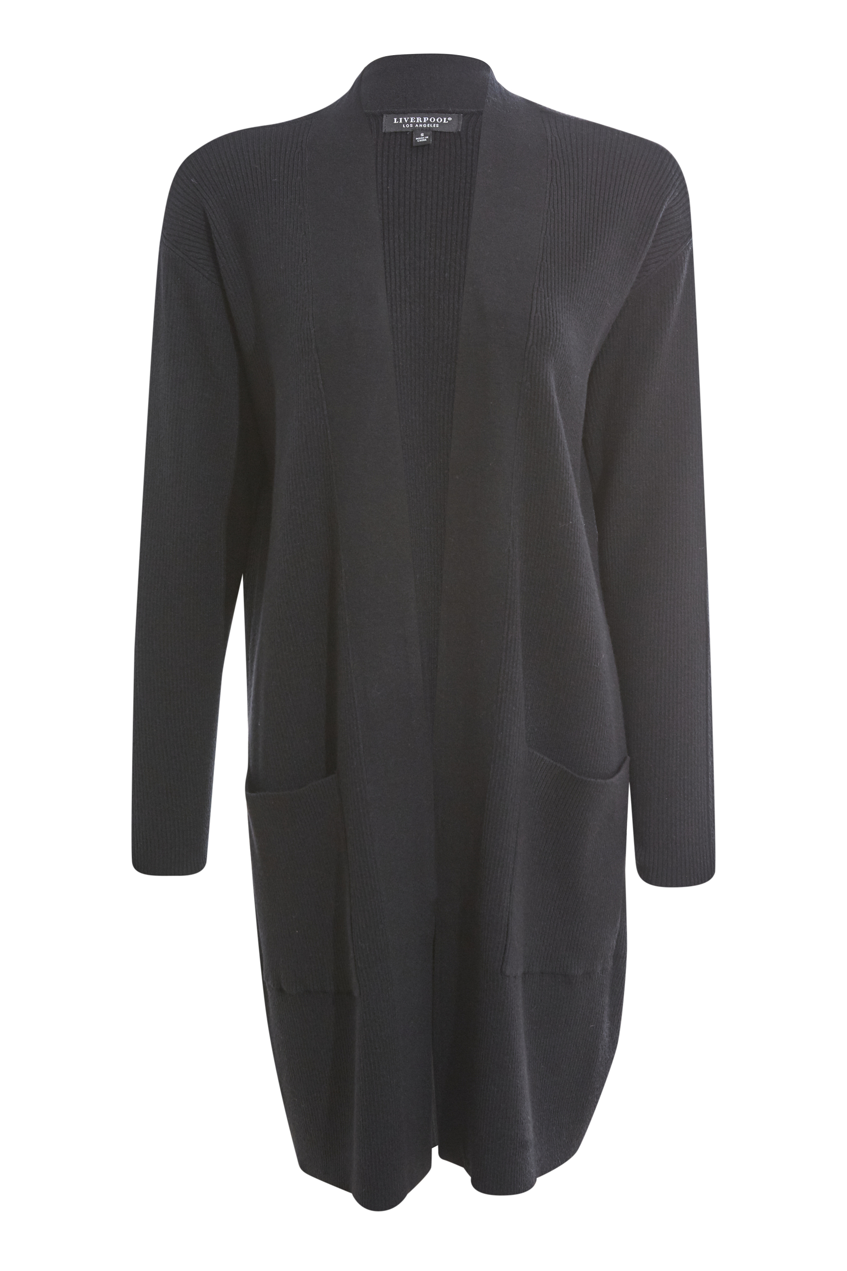 Liverpool Open Front Cardigan Sweater in Black XS L DAILYLOOK