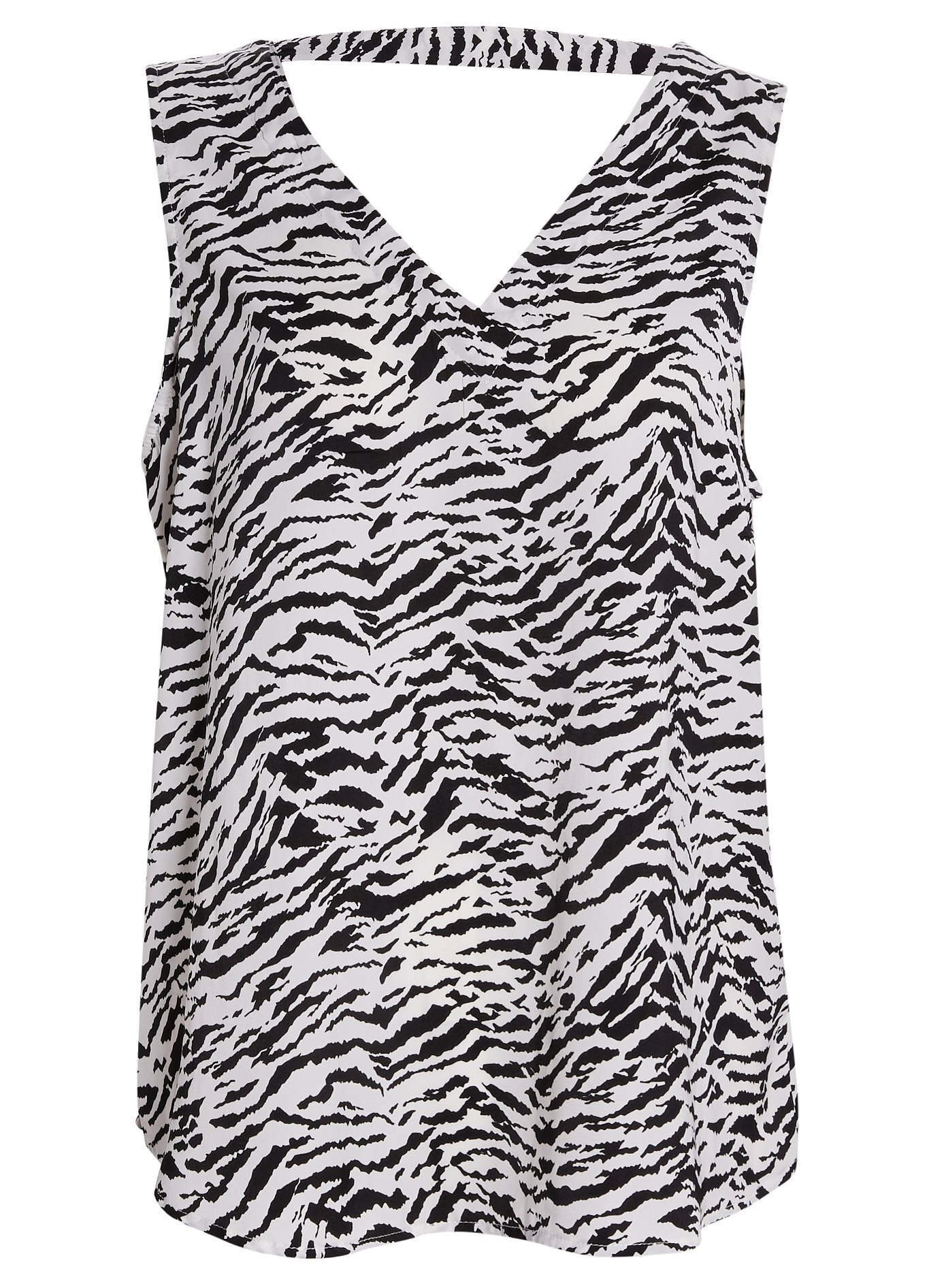 Liverpool Sleeveless Double V-Neck Animal Print Top