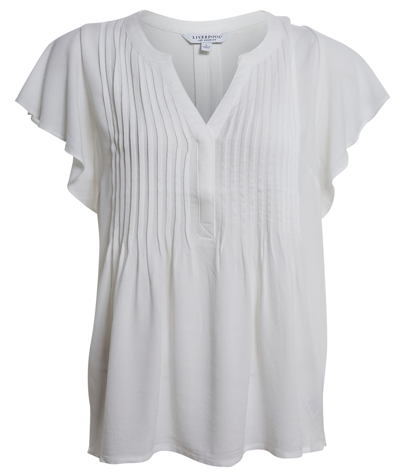 Liverpool Flutter Sleeve Split Neck Blouse