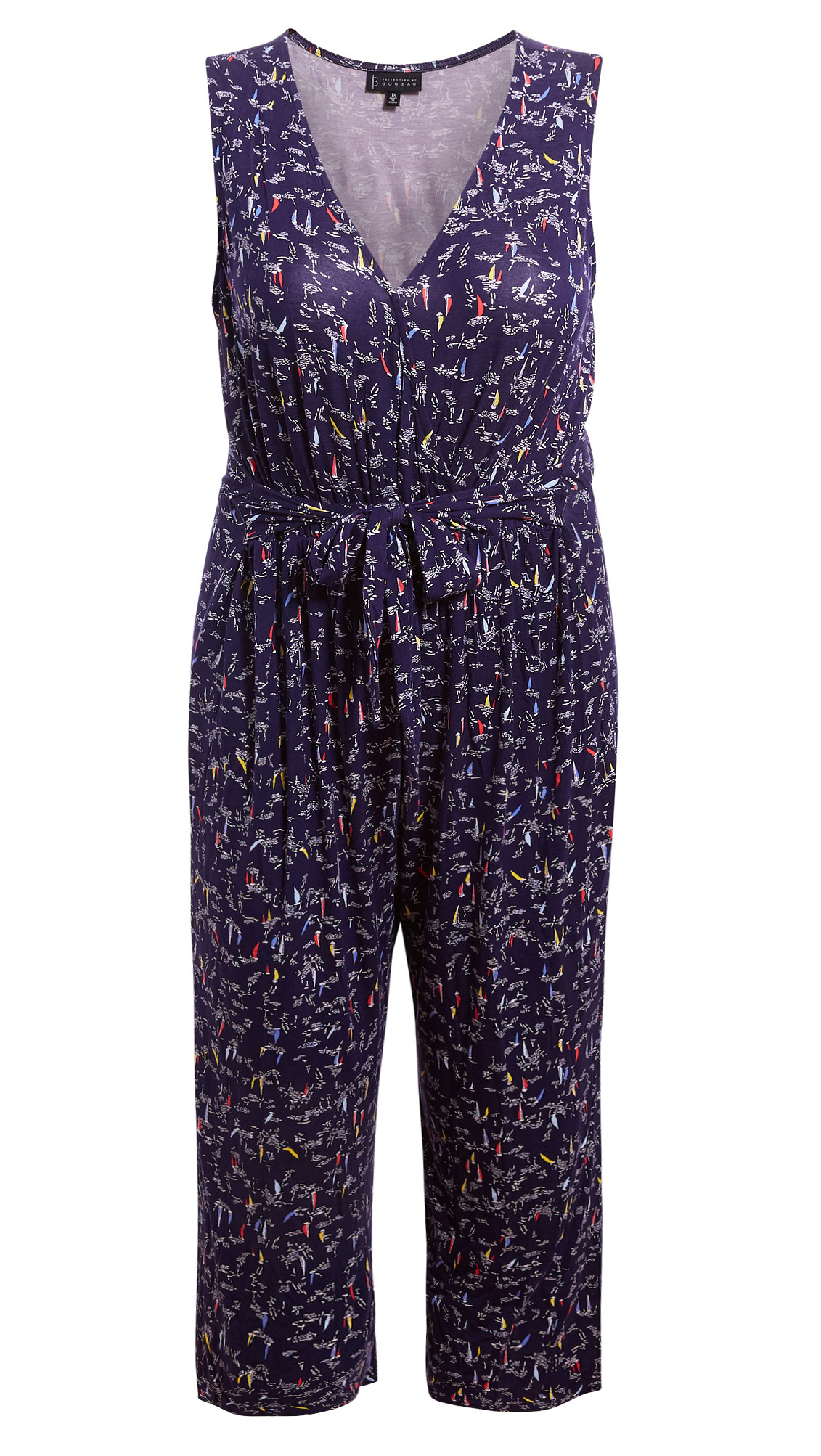 Surplice Tie Printed Jumpsuit