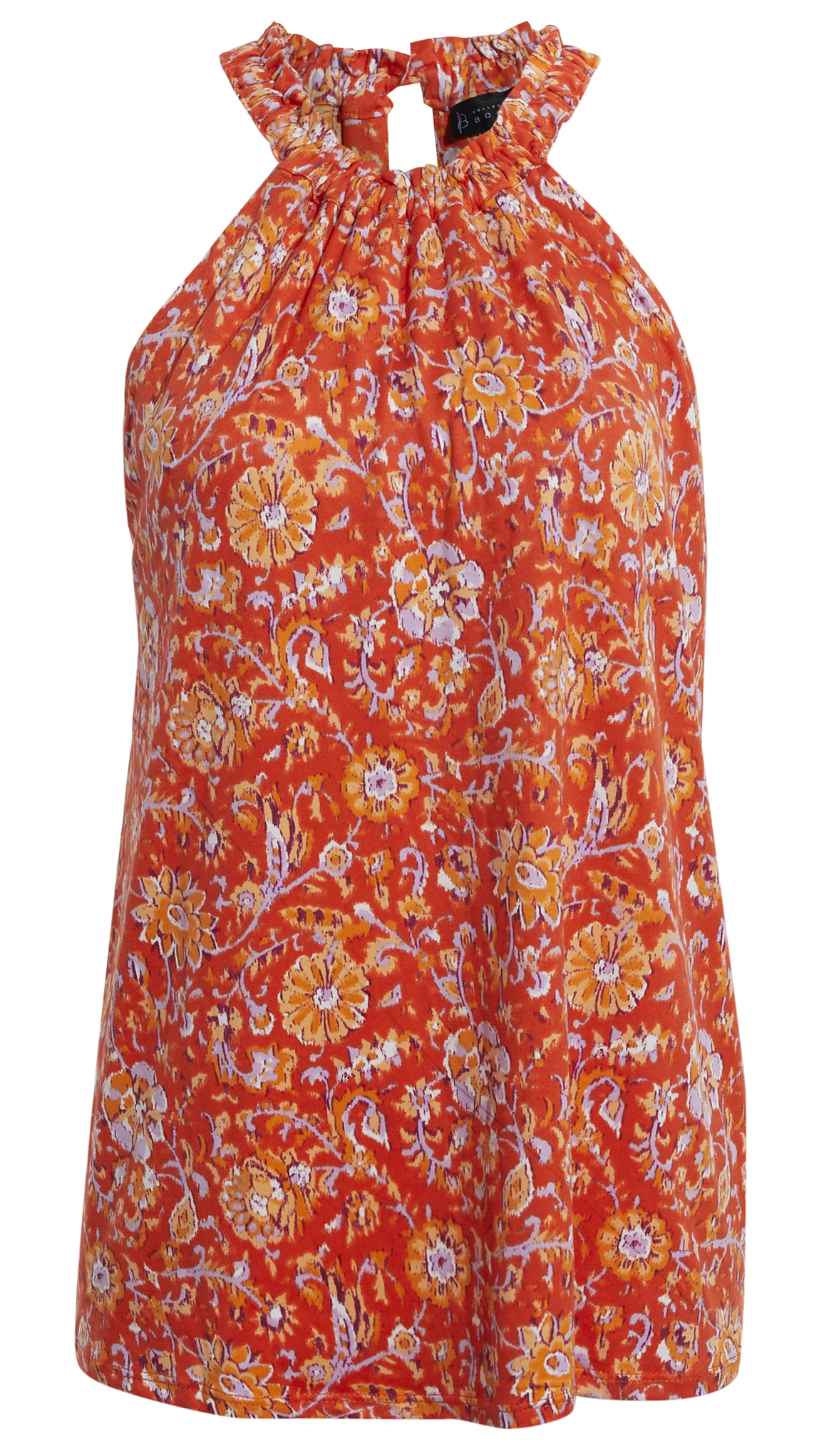 Ruffle Neck Halter Tank