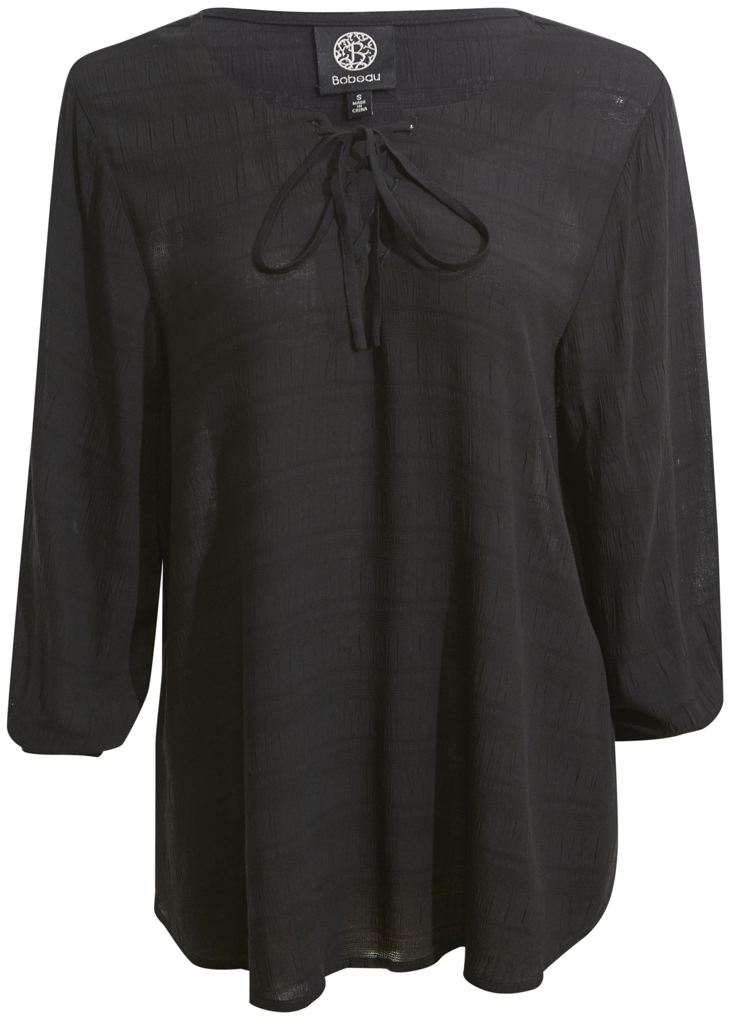 Lace Up Three Quarter Sleeve Blouse