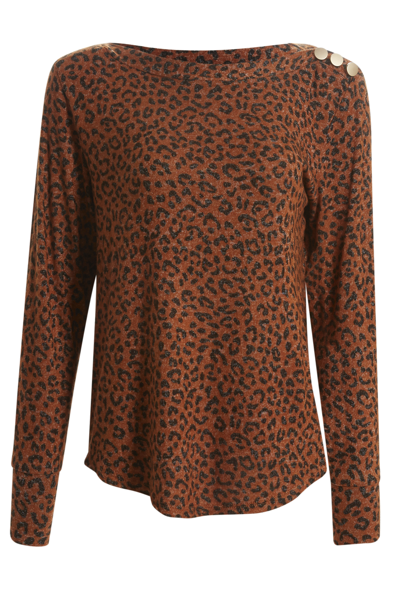 Cozy Animal Print Top with Button Detail
