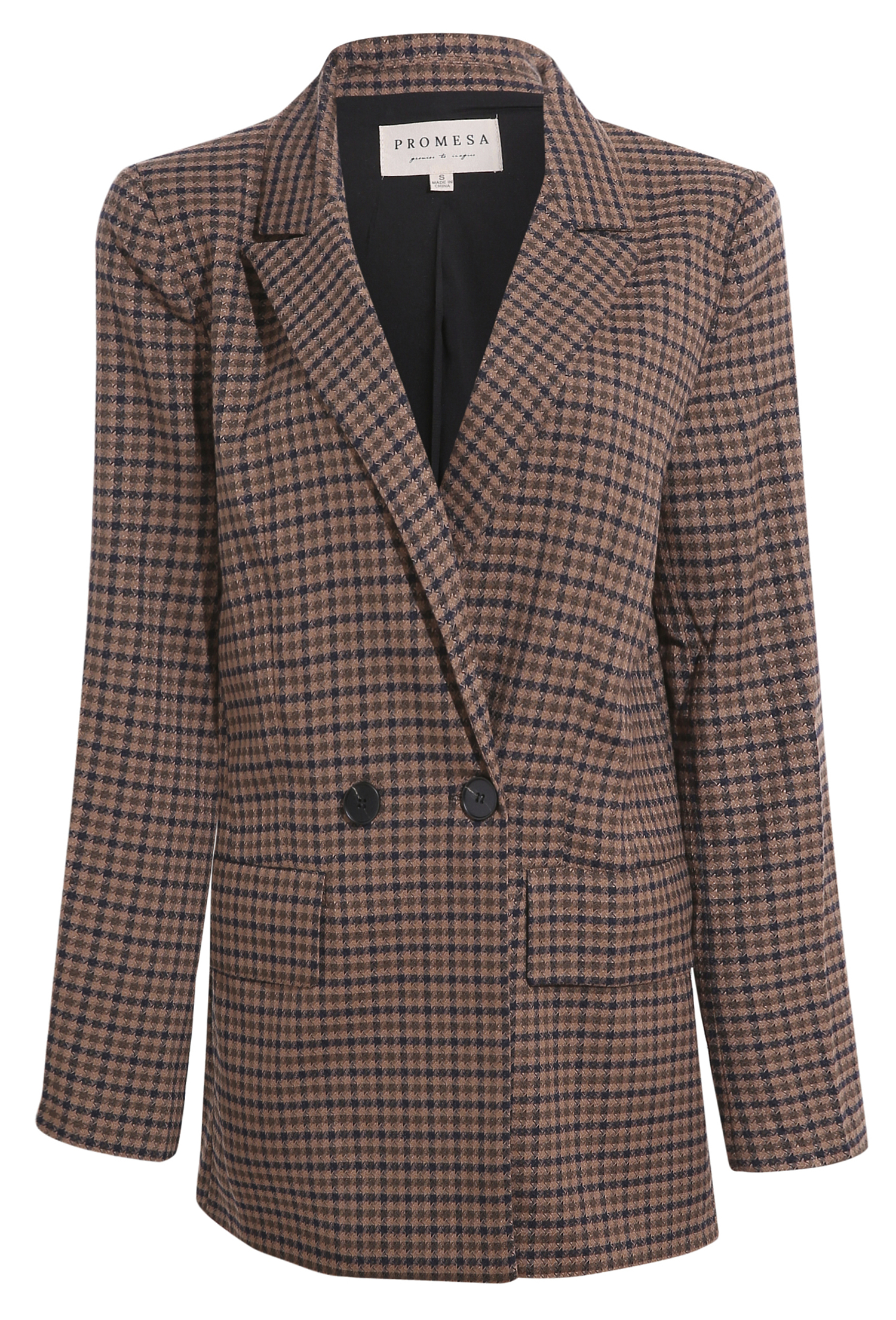 Plaid Button Front Blazer