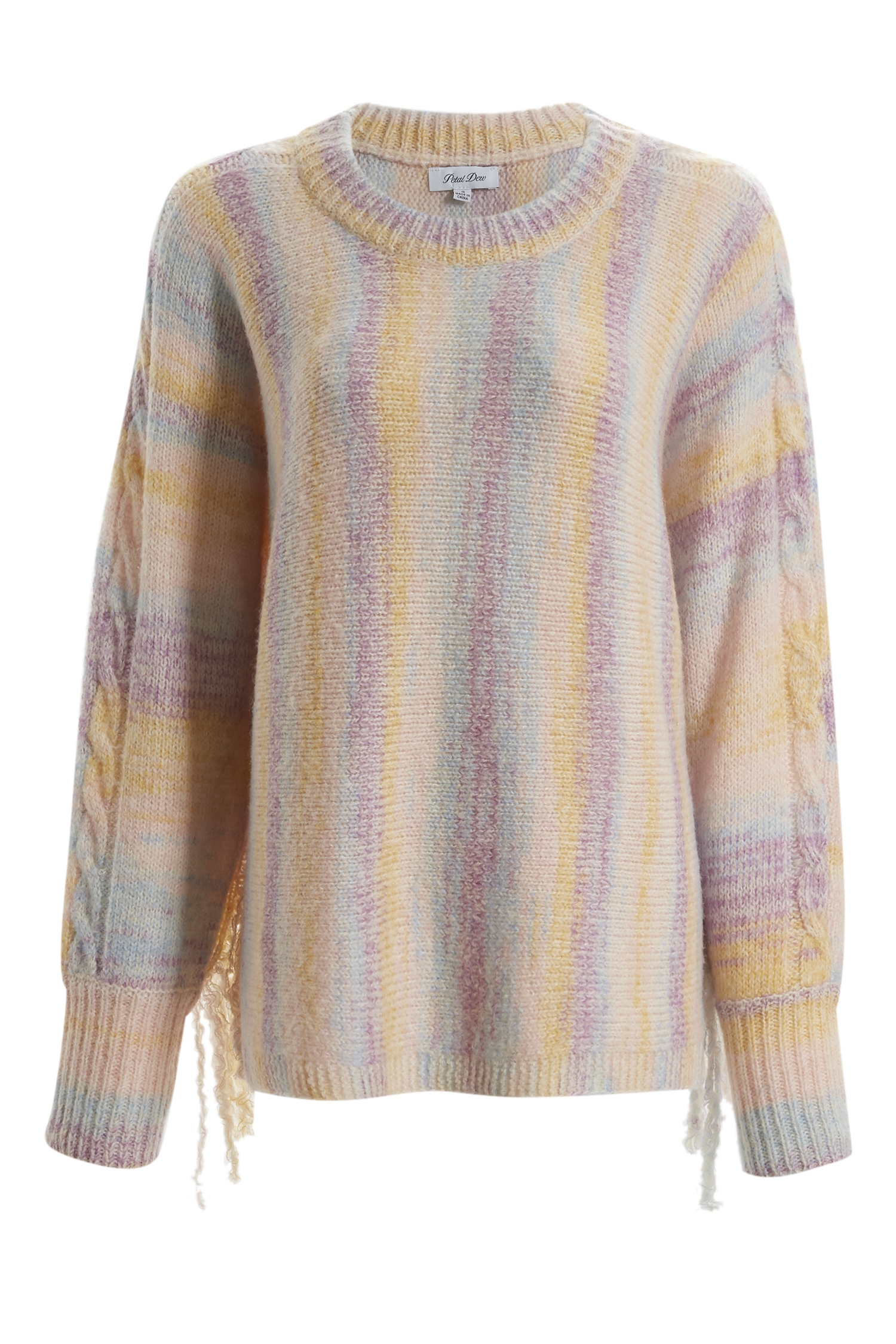Multicolor Stripe Fringe Sweater Top