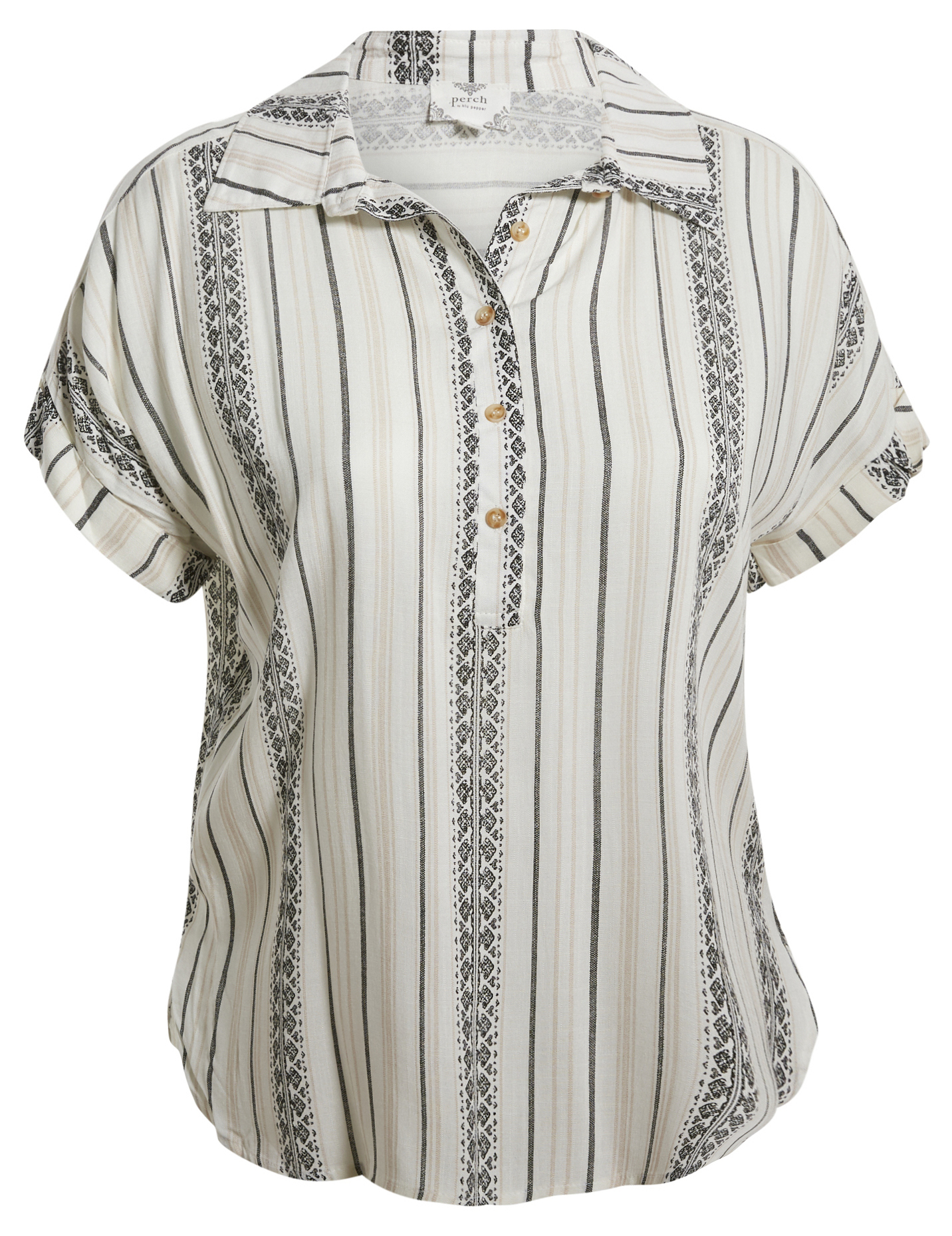Striped Button Front Top