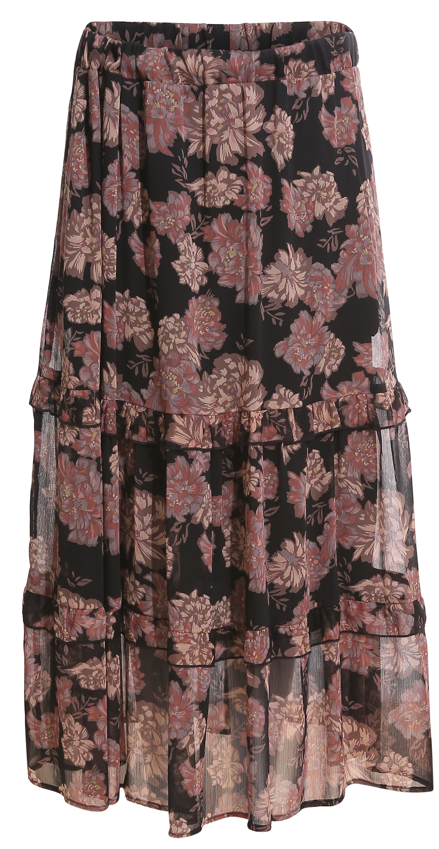 Veronica M	Floral Print Chiffon Midi Skirt