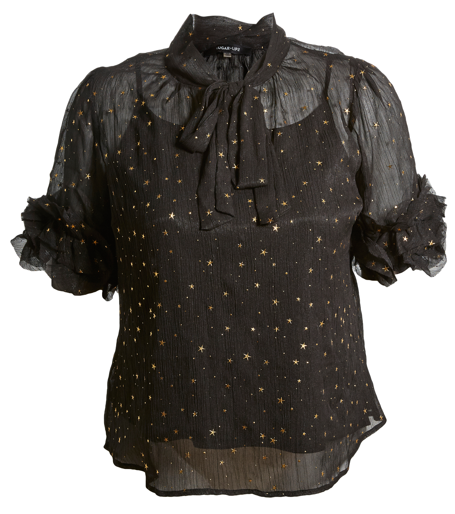 Split Neck Star Print Blouse