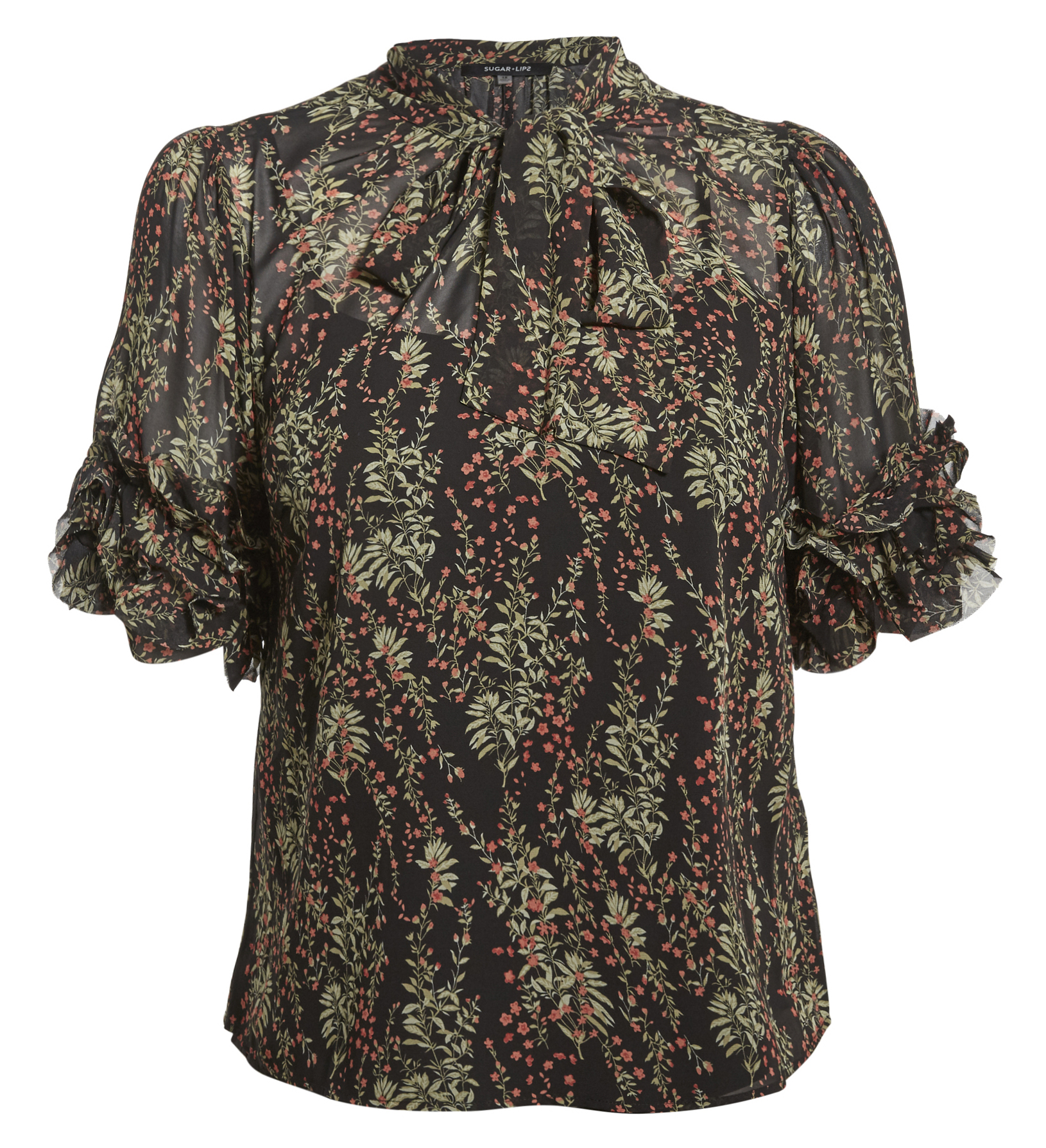Tie Neck Floral Blouse