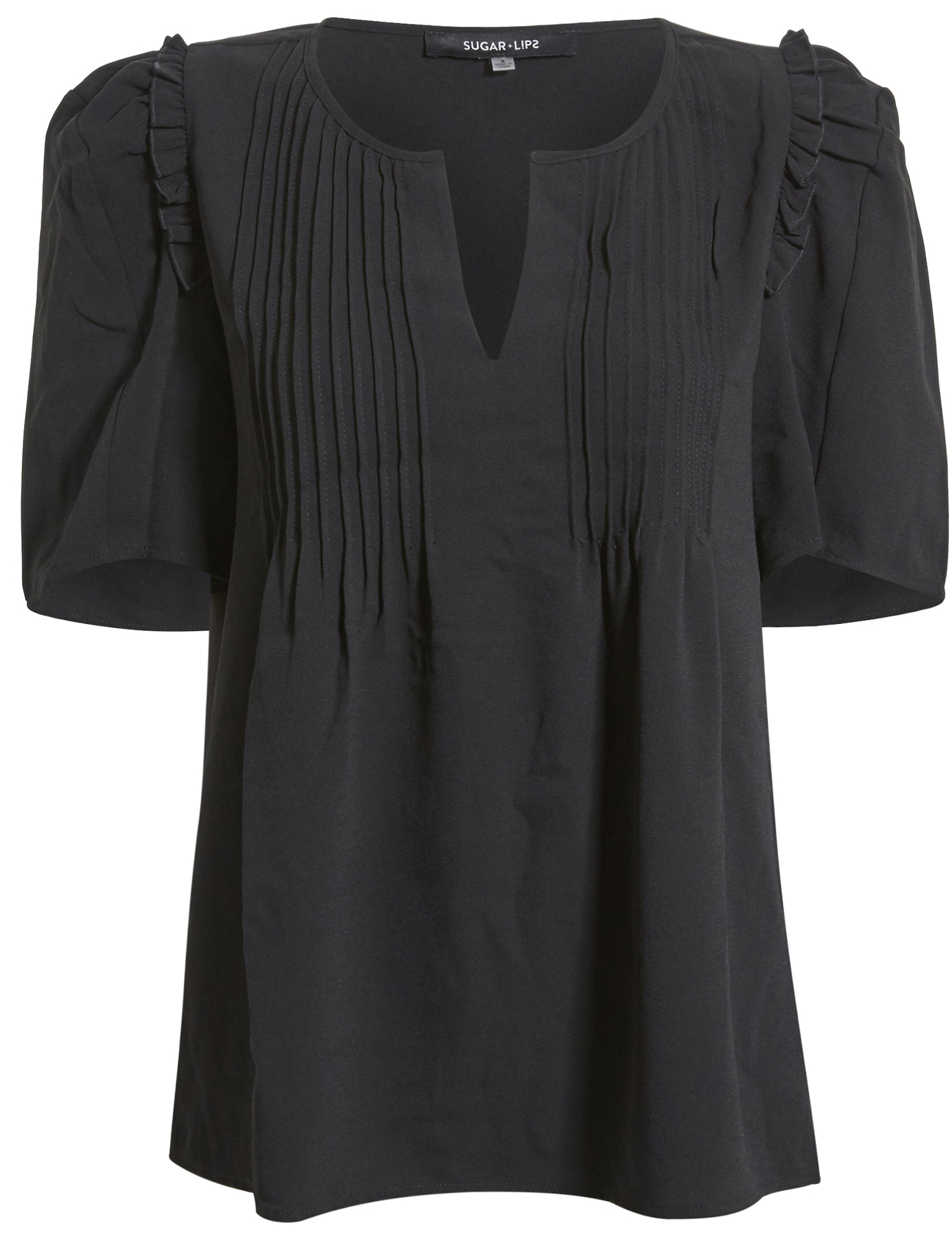 Split Neck Short Sleeve Top
