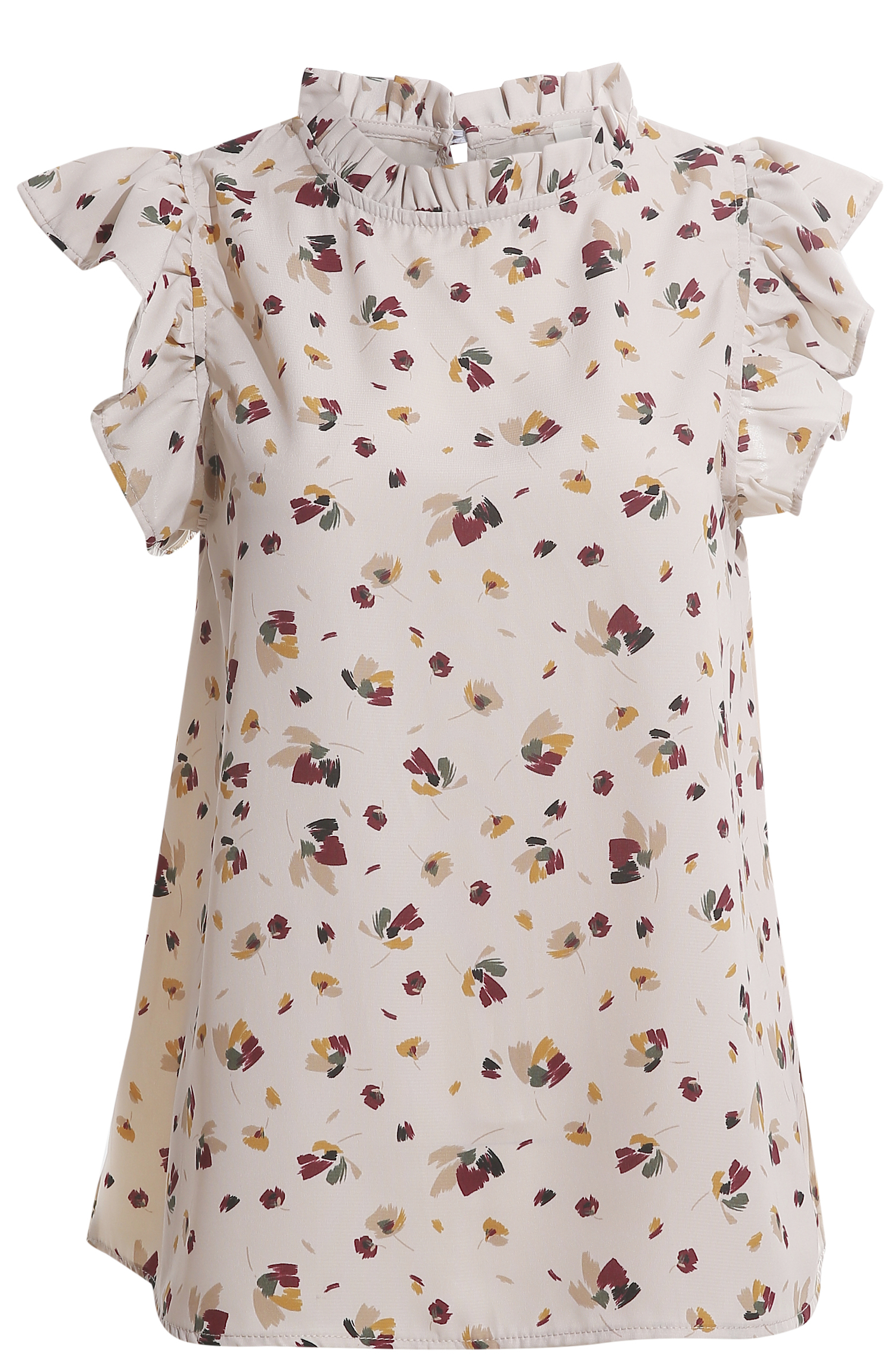 Flower Print Ruffle Short Sleeve
