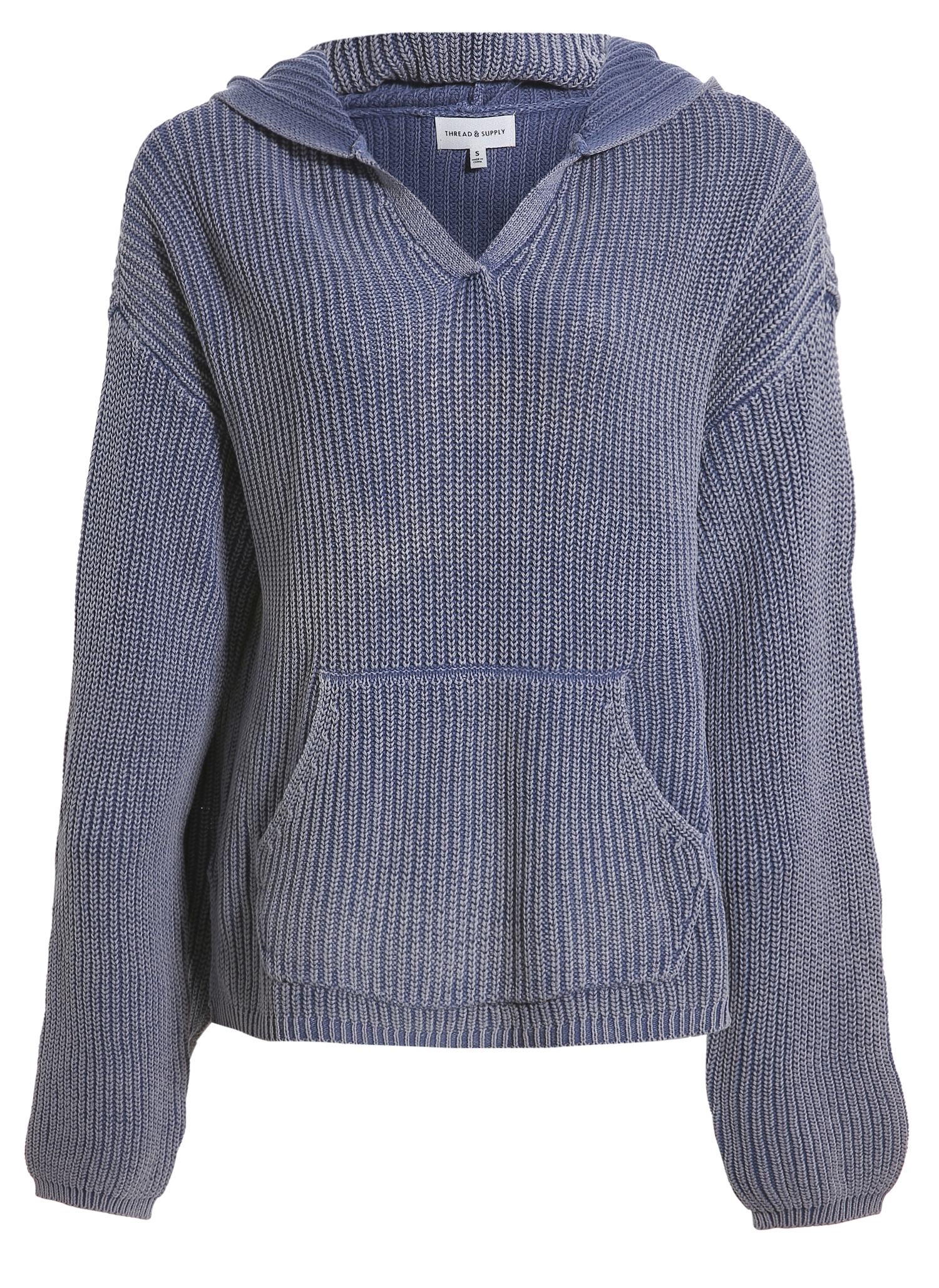 Thread & Supply Rib Knit Hooded Sweater
