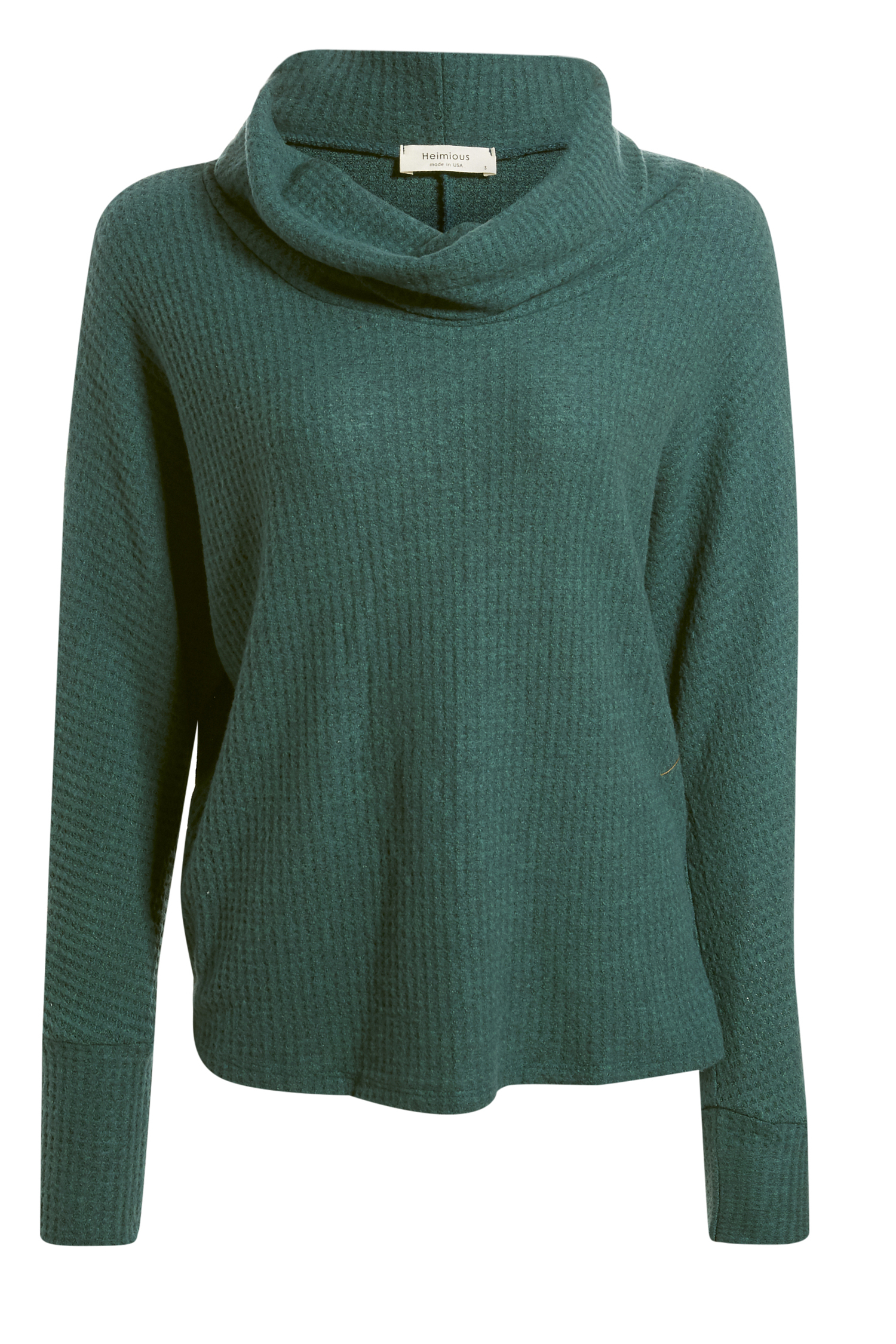Cowl Neck Brushed Waffle Knit Top