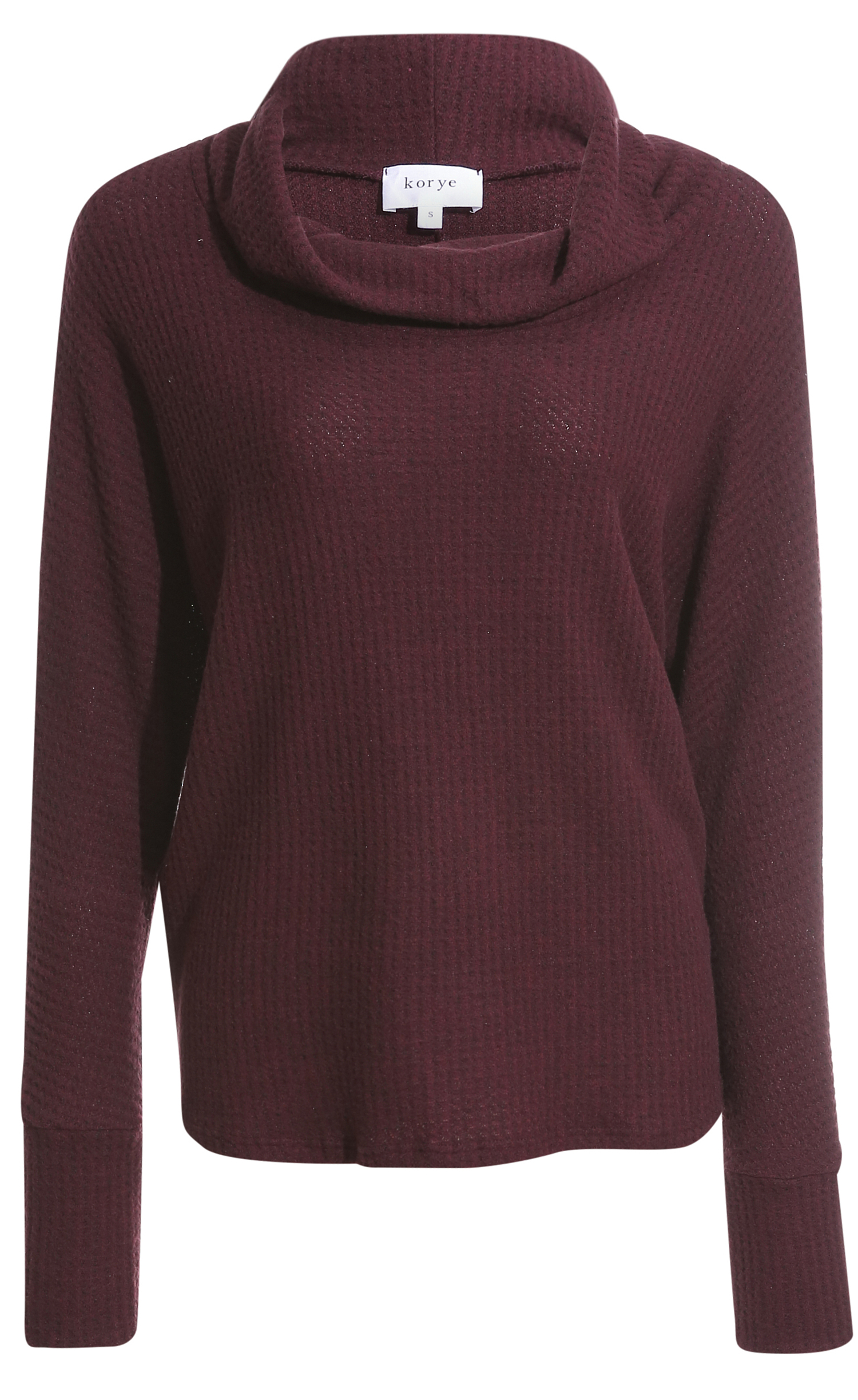 Cowl Neck Brushed Waffle Knit Top