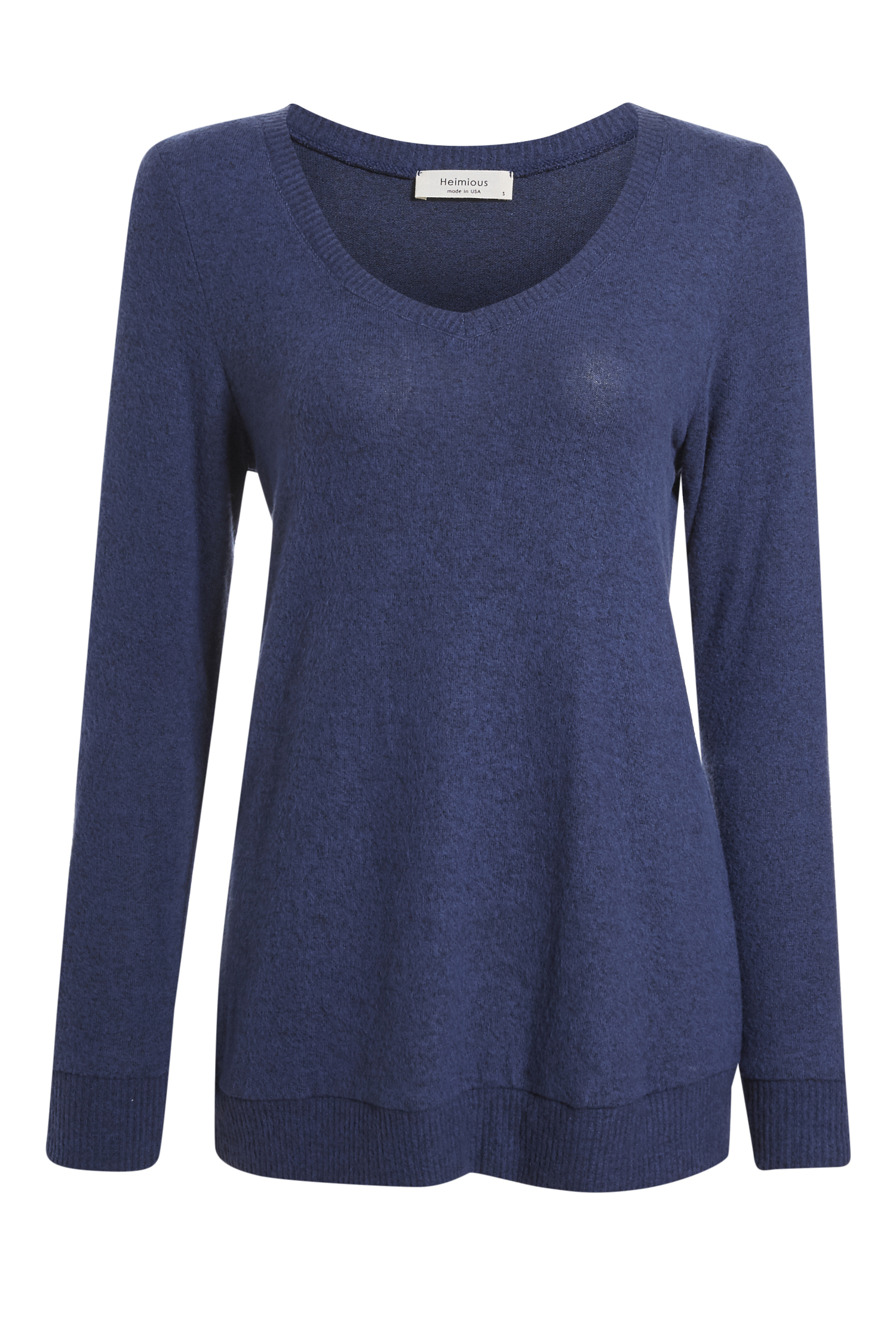 V-Neck Contrast Ribbed Brushed Top