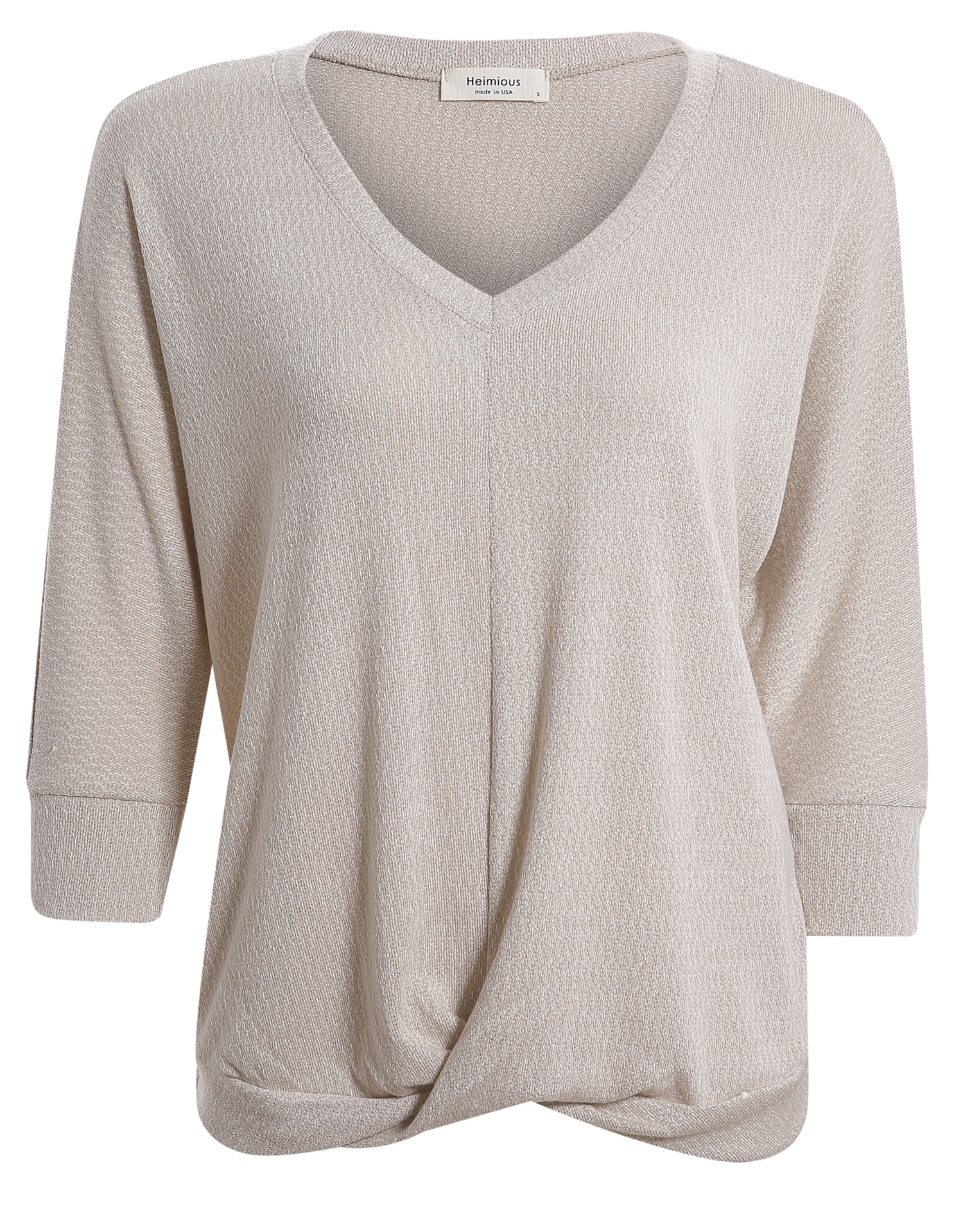 Front Knot Three Quarter Sleeve Top
