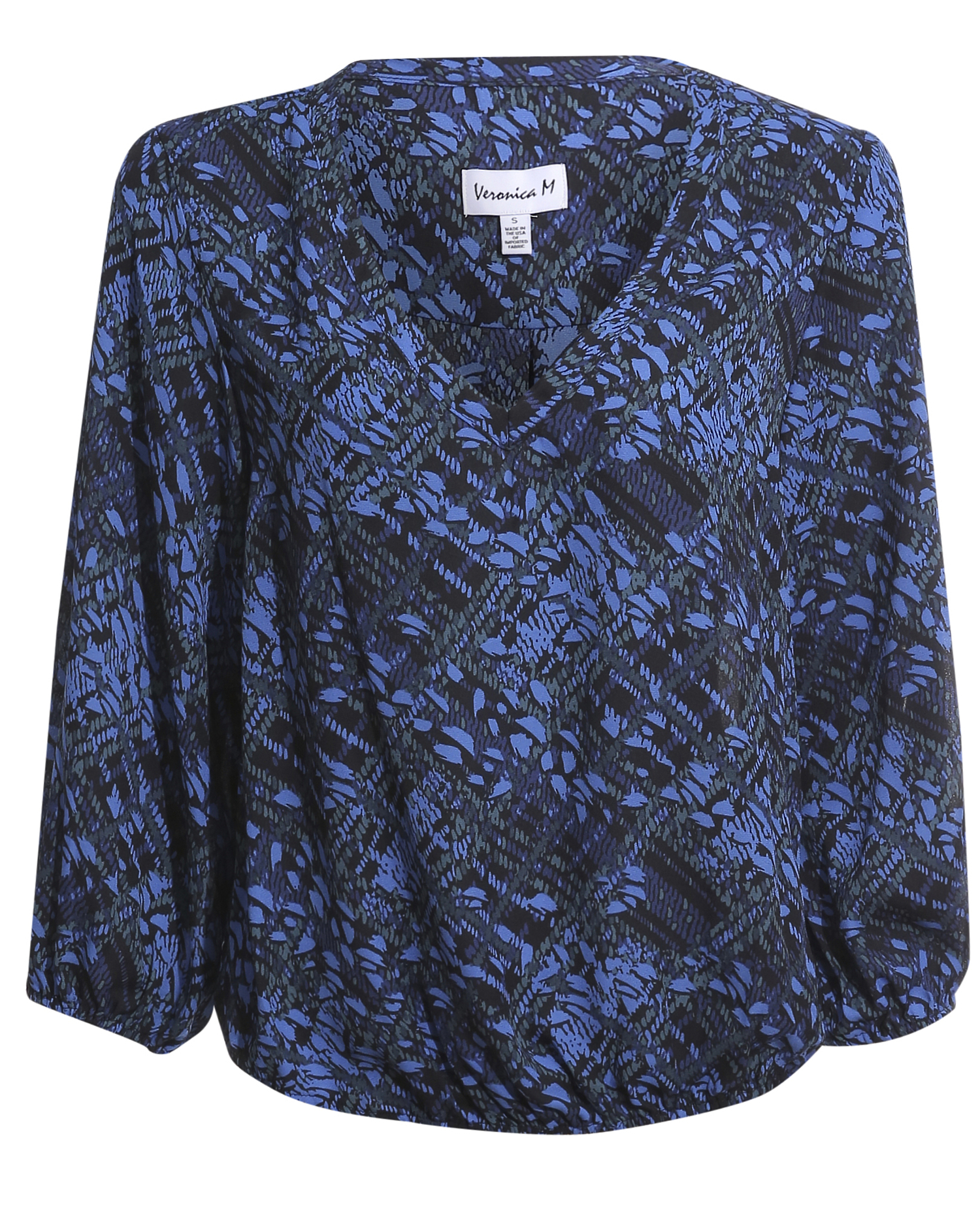 Veronica M V-Neck Geometric Print 3/4 Sleeve Blouse
