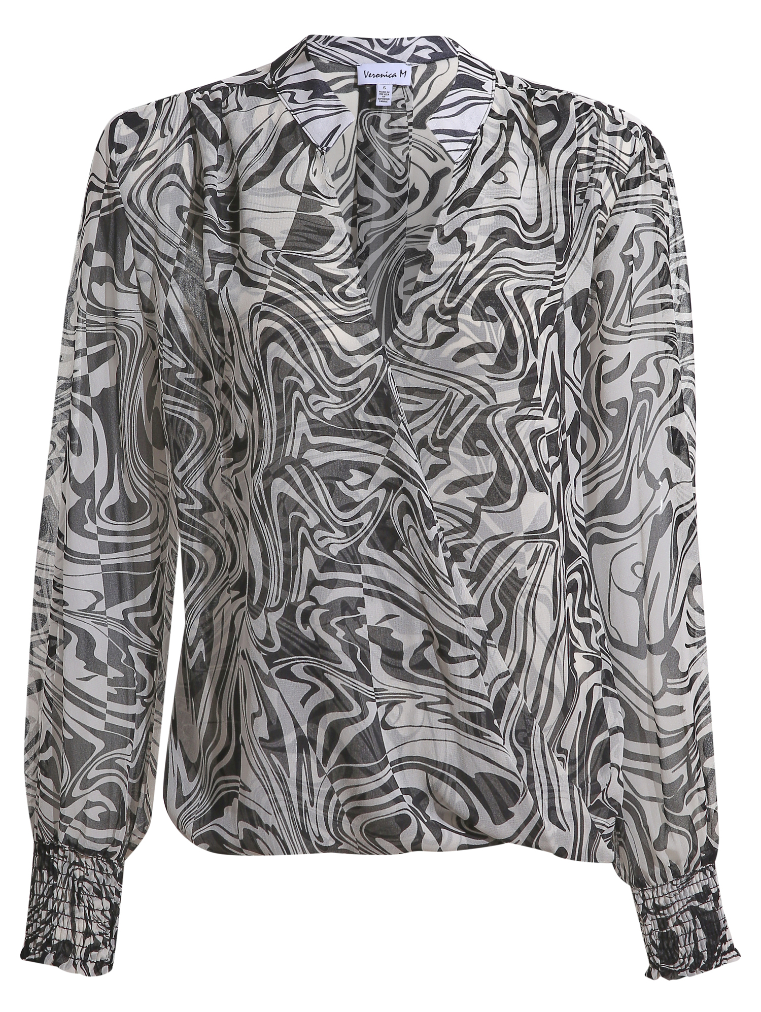 Veronica M Long Sleeve Abstract Printed Blouse
