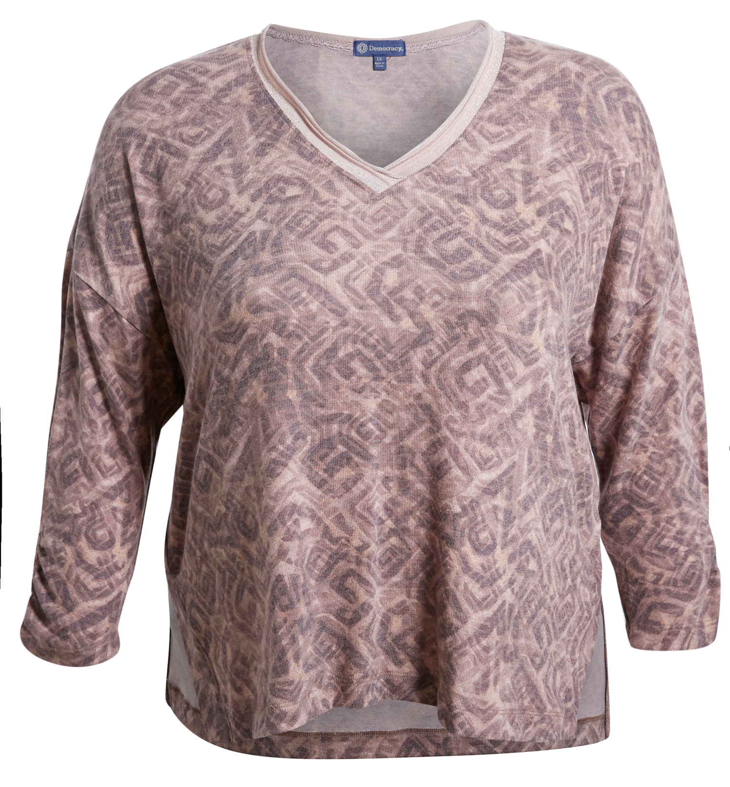 Democracy Three Quarter Ruched Sleeve Top