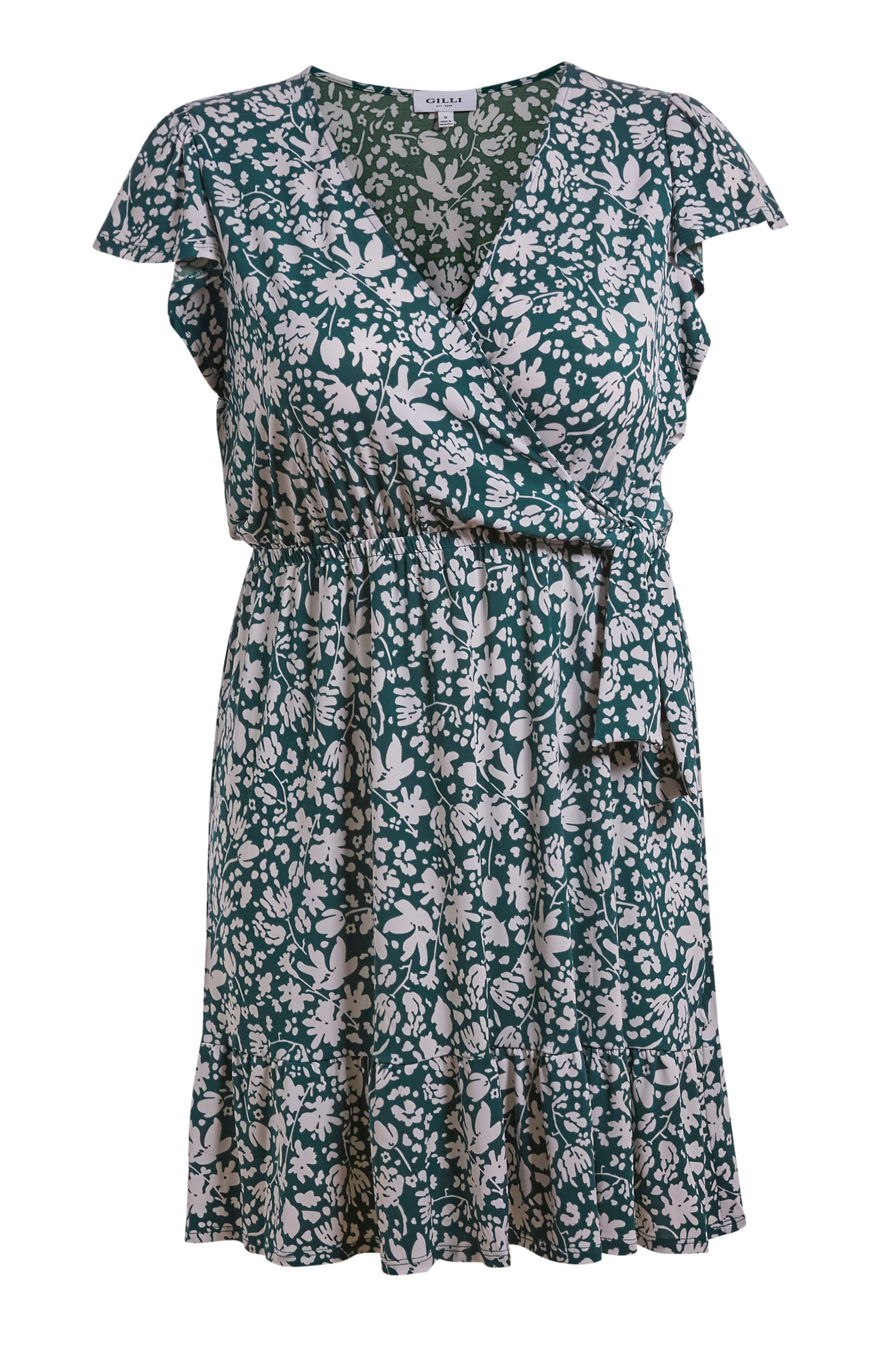 Surplice Neck Floral Wrap Dress