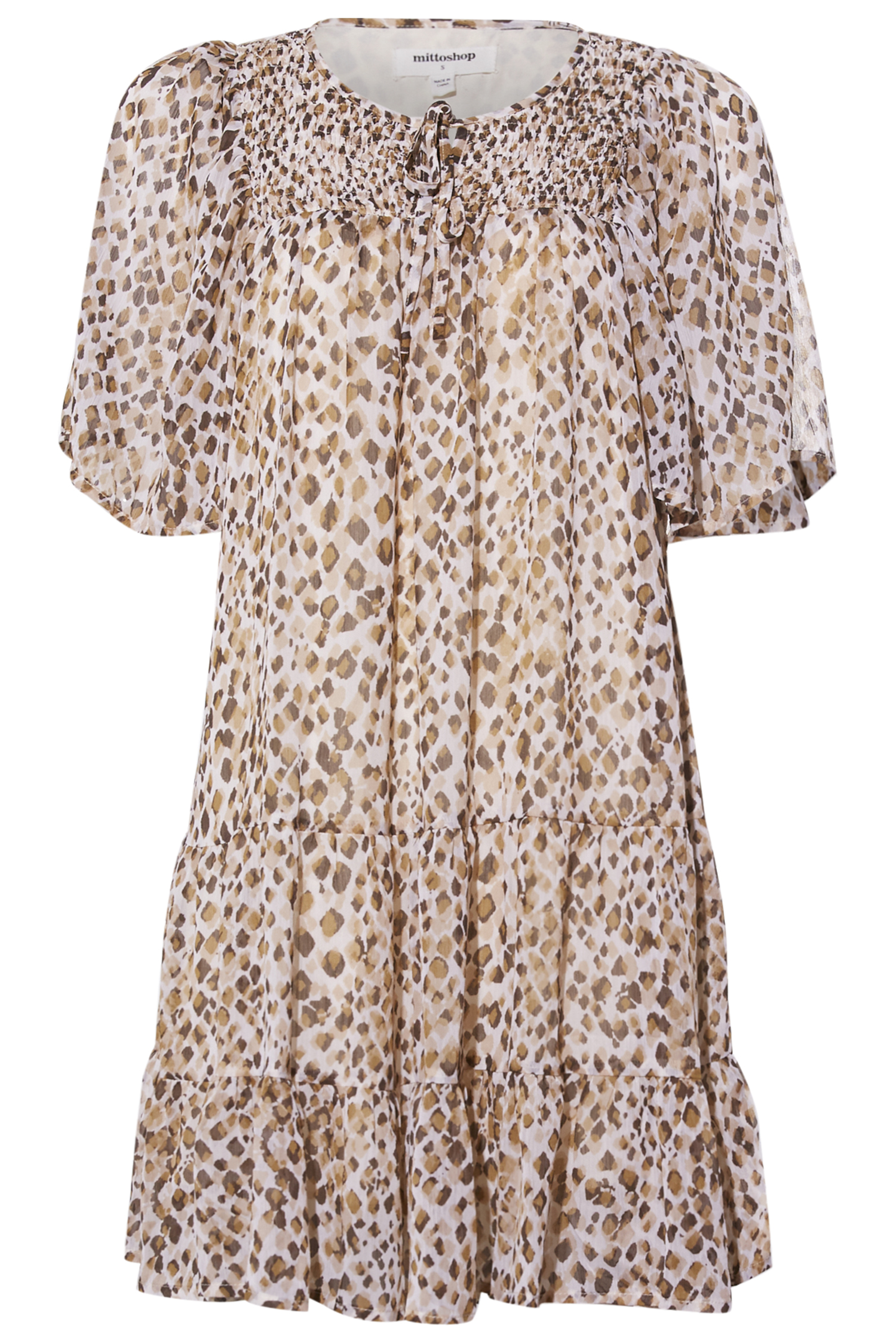 Animal Print Split Neck Dress