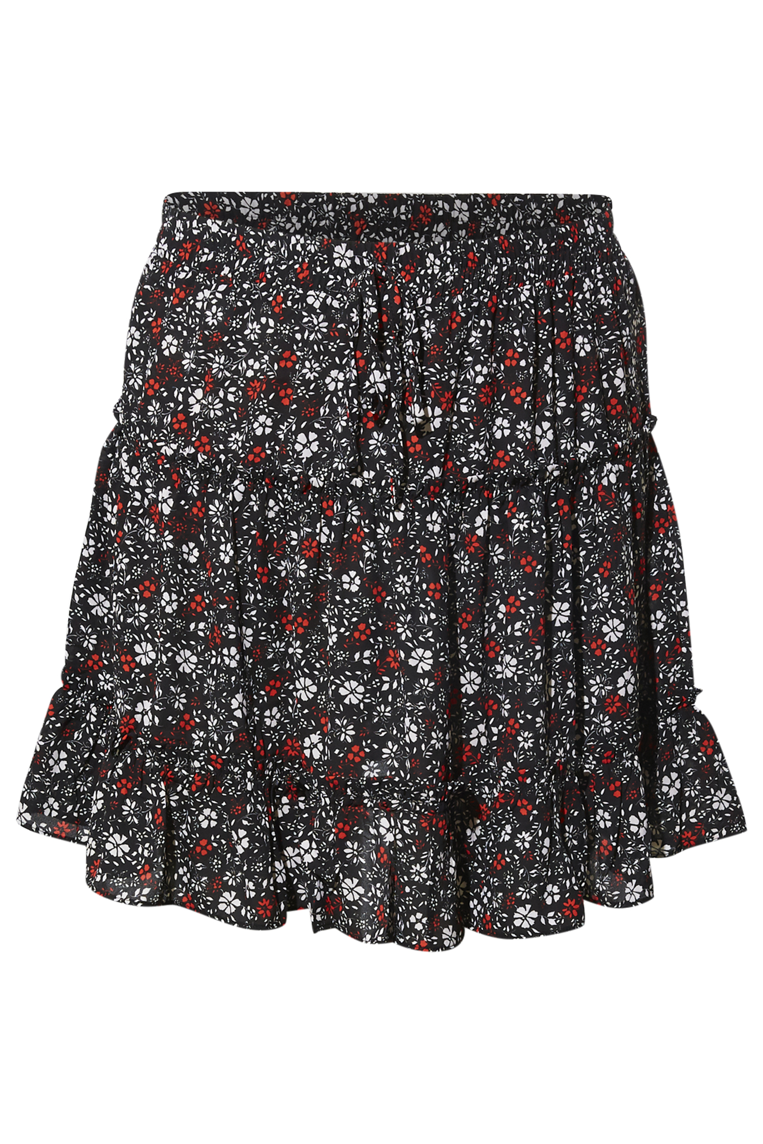 Floral Print Tiered Mini Skirt