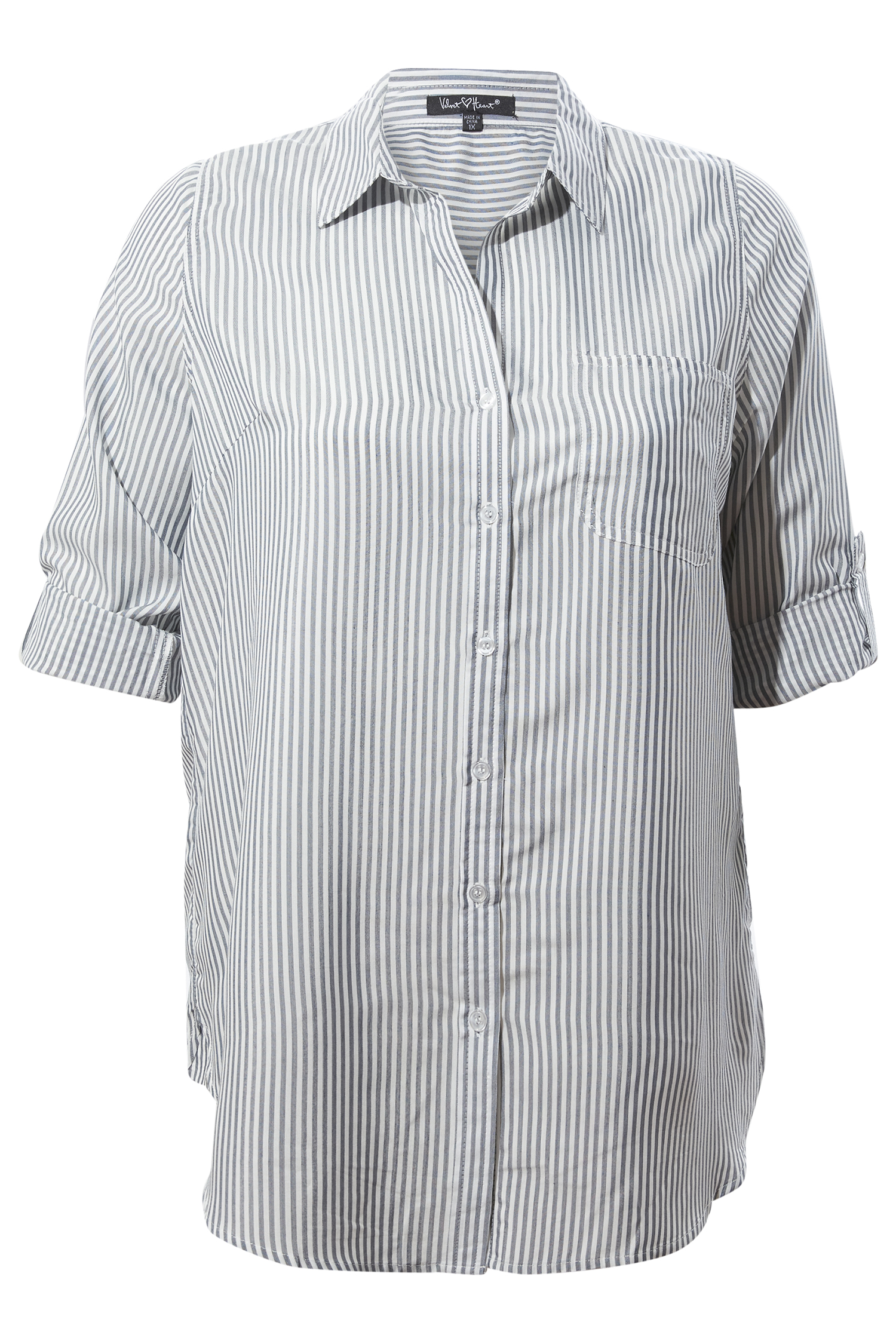 Velvet Heart Buttoned Front Striped Top