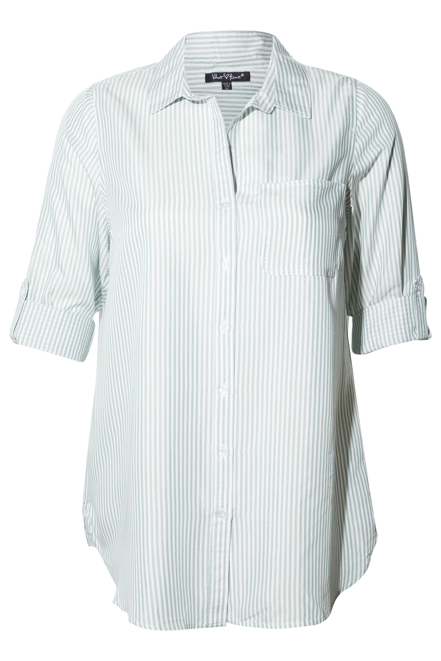 Velvet Heart Buttoned Front Striped Top