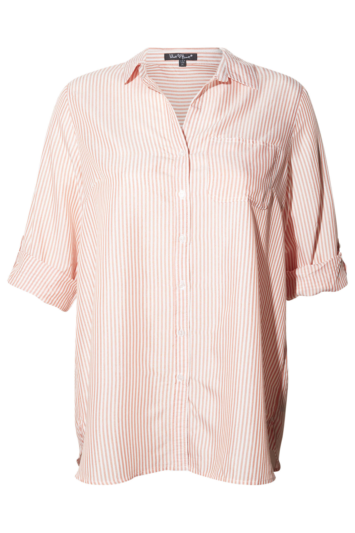 Velvet Heart Buttoned Front Striped Top