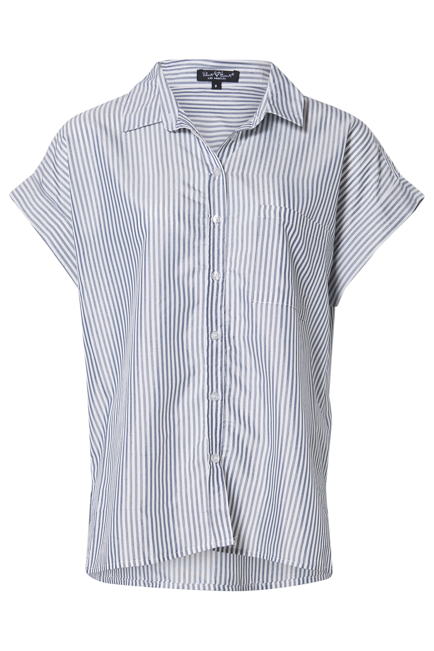 Short Sleeve Button Front Striped Top
