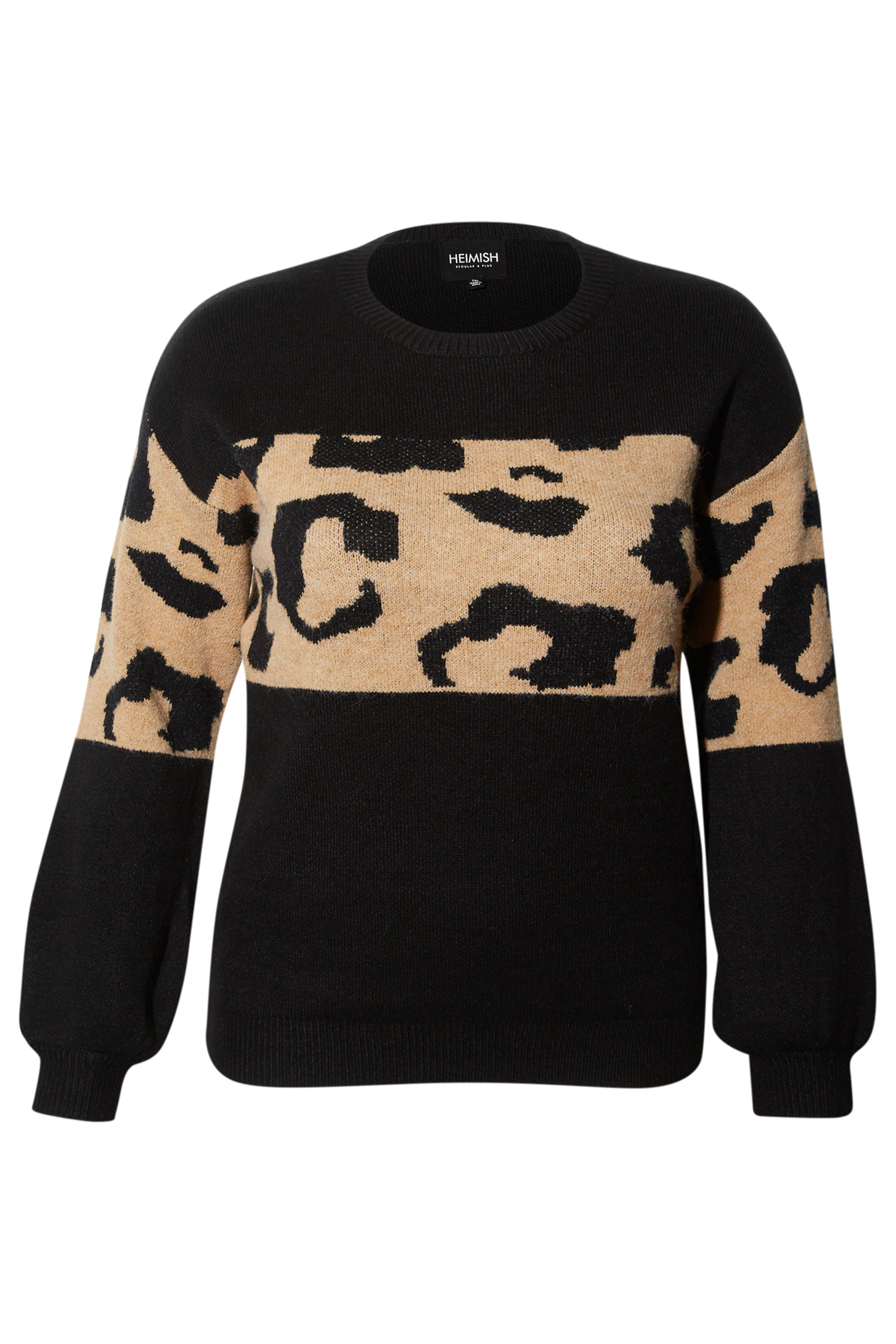 Animal Print Block Long Sleeve Top
