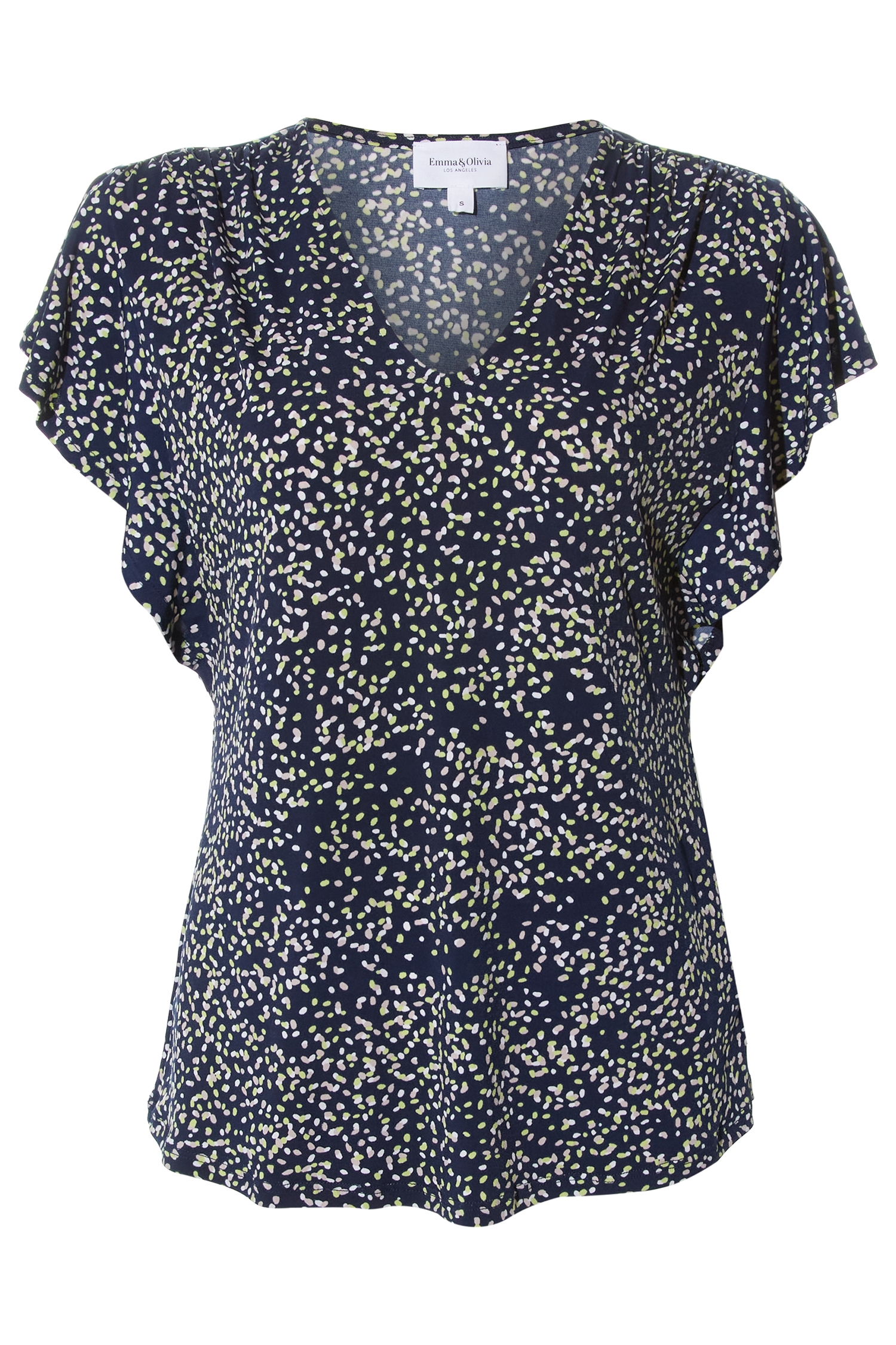 V Neck Flutter Sleeve Top