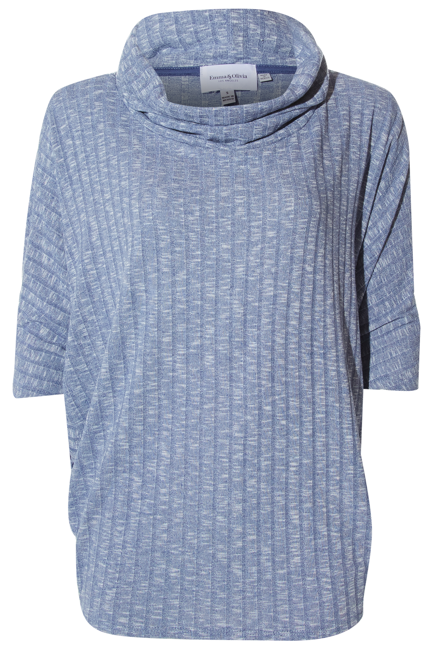 Wide Ribbed Cowl Neck Top