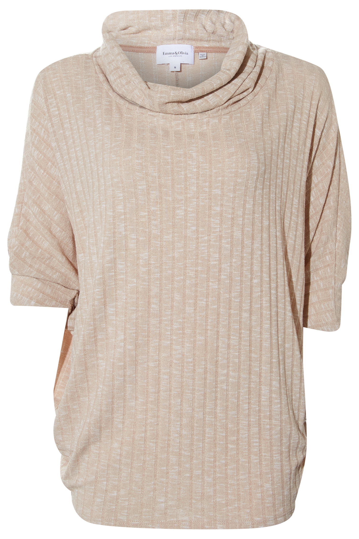 Wide Ribbed Cowl Neck Top