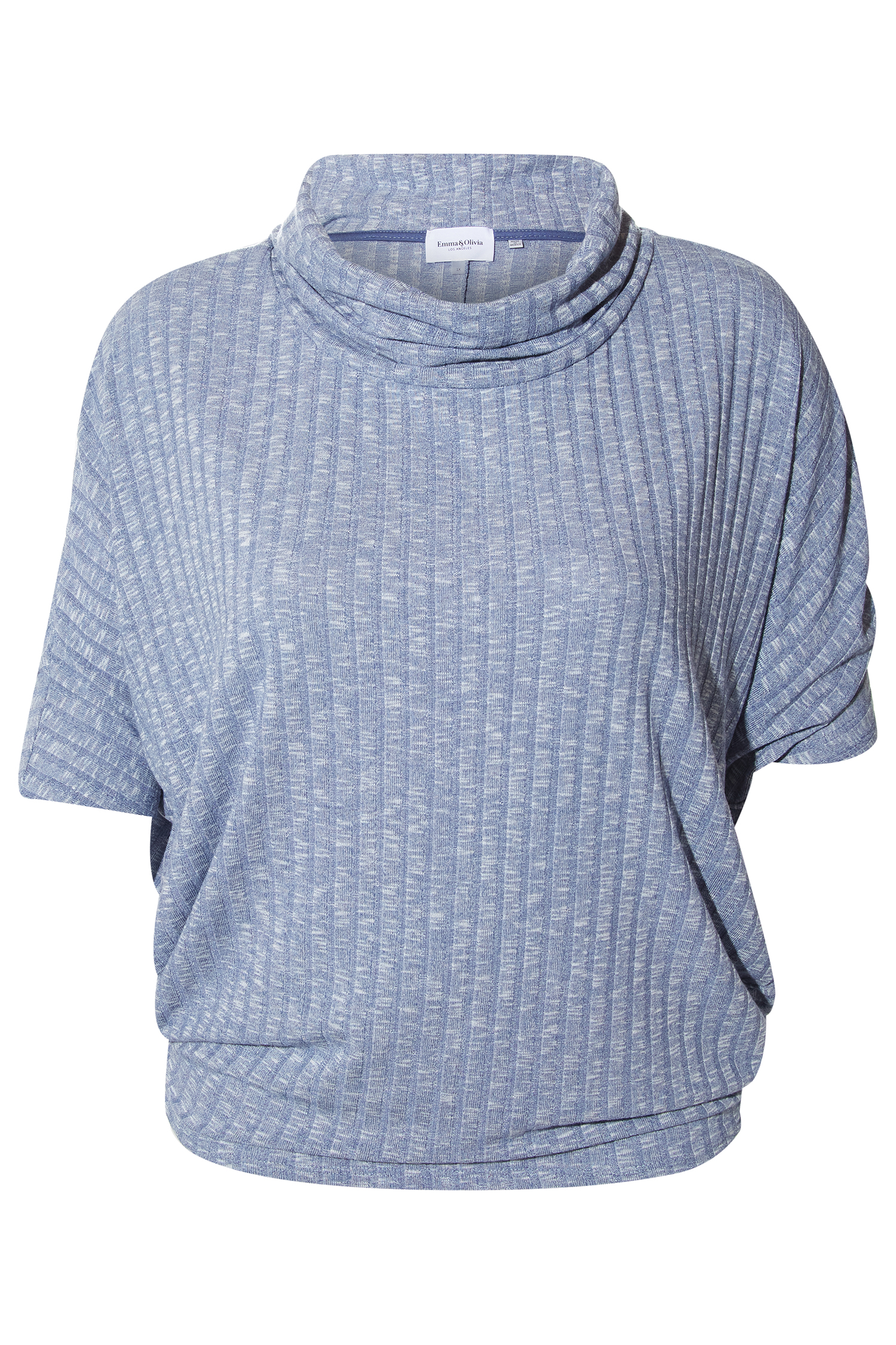 Wide Ribbed Cowl Neck Top