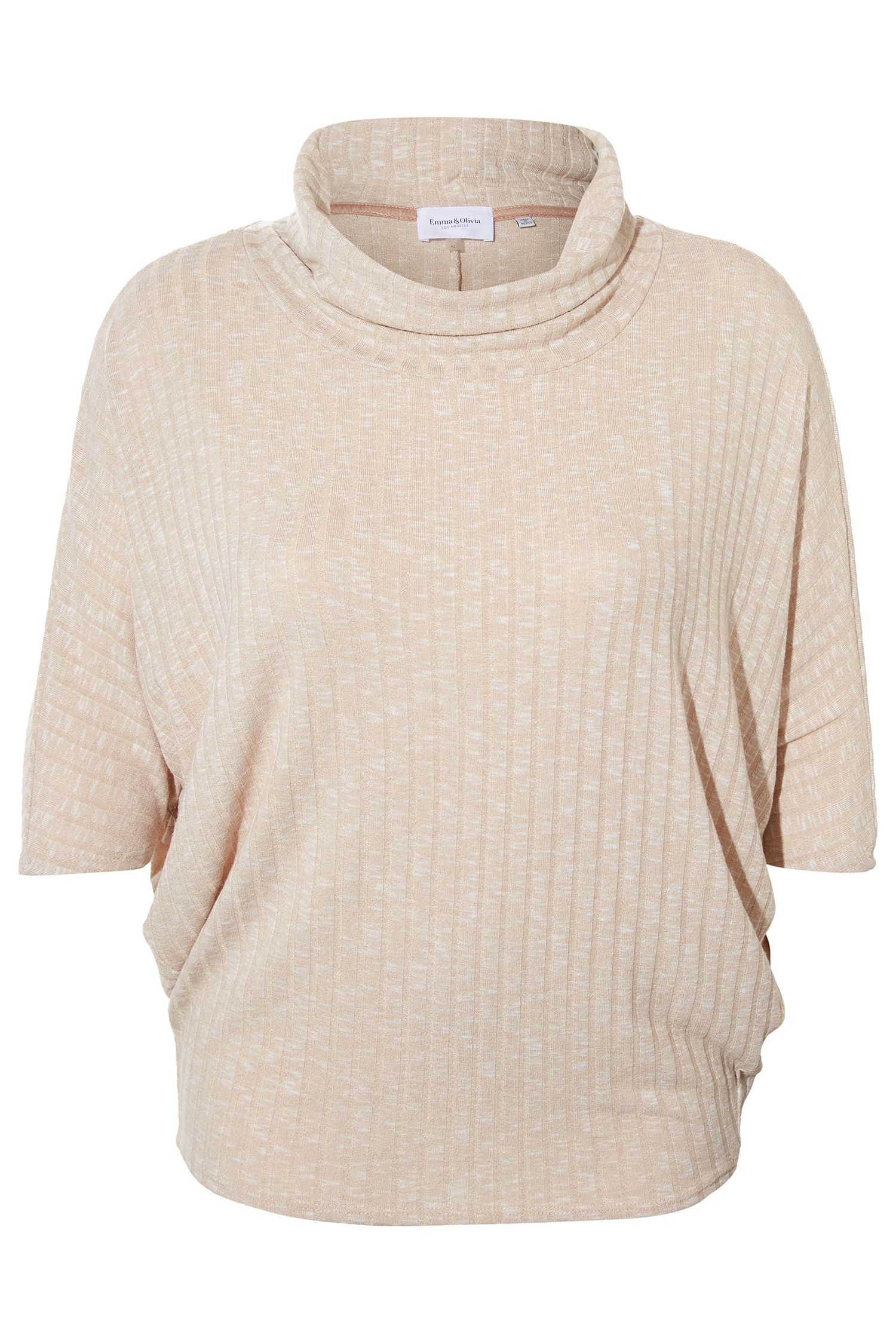 Wide Ribbed Cowl Neck Top