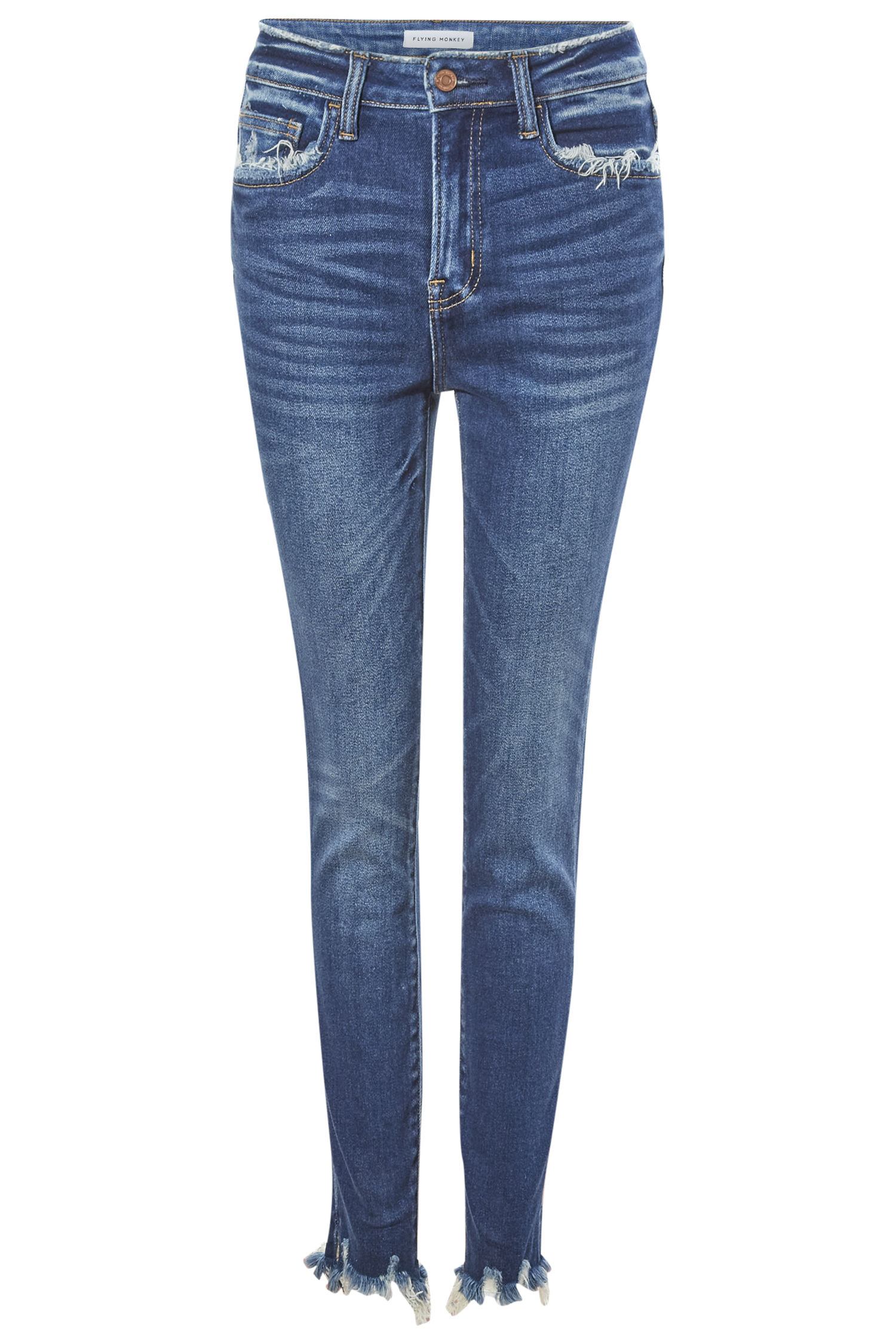 High Rise Fray Hem Ankle