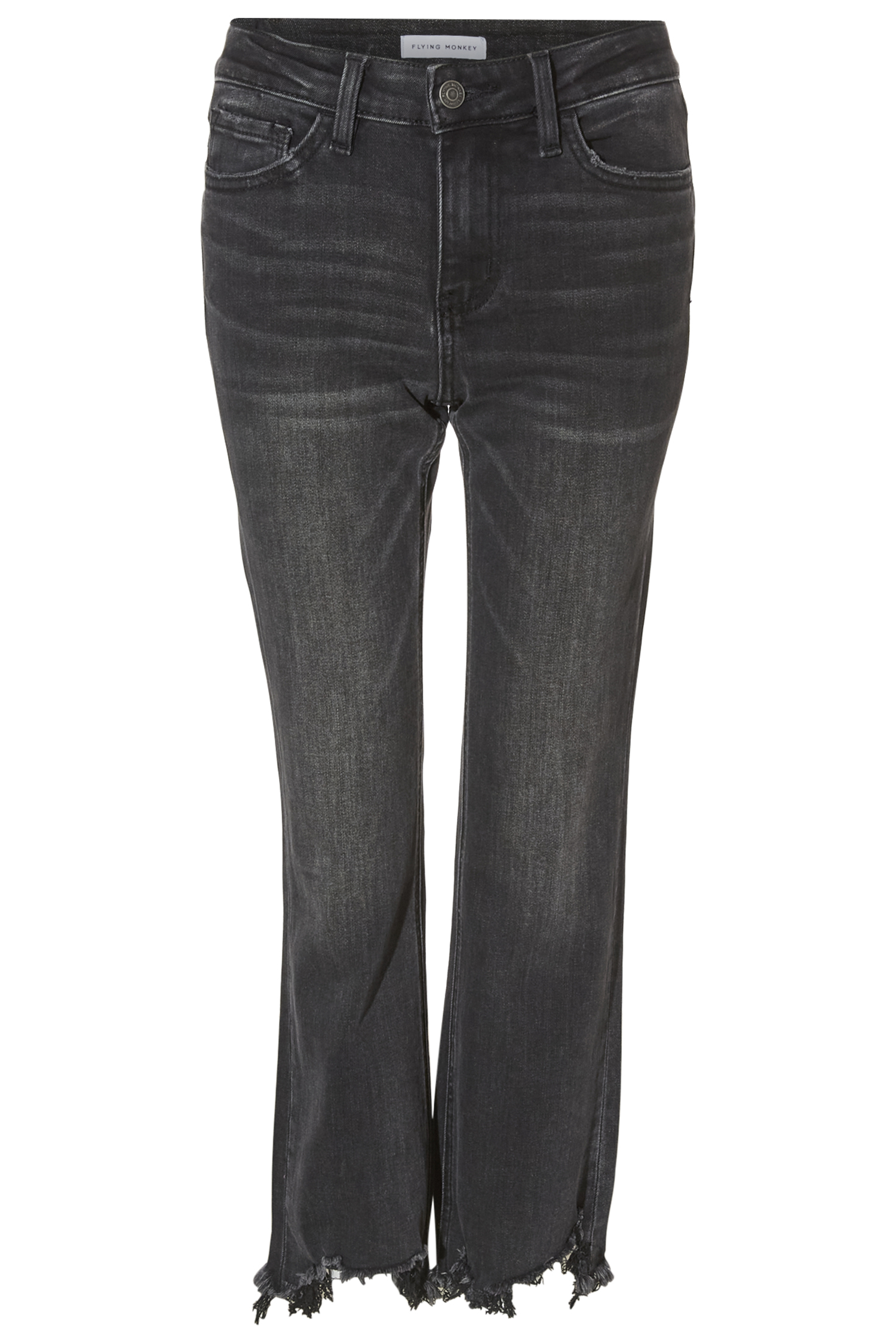 Mid Rise Distressed Hem Denim