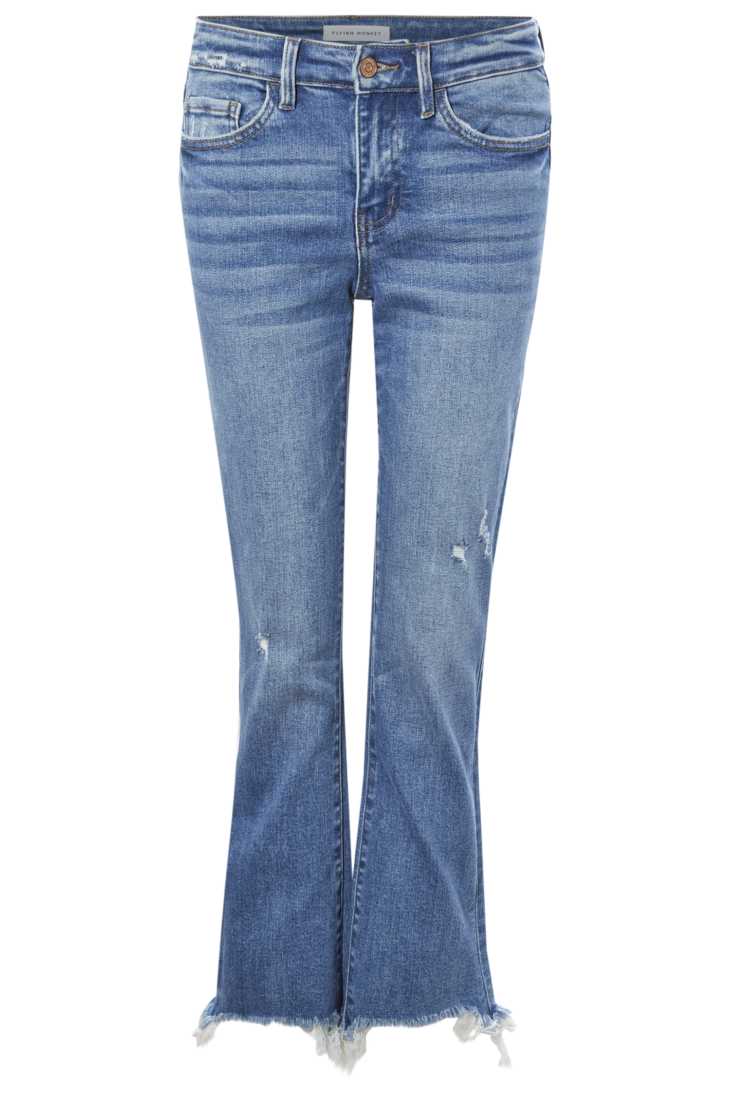 Mid Rise Distressed Hem Bootcut