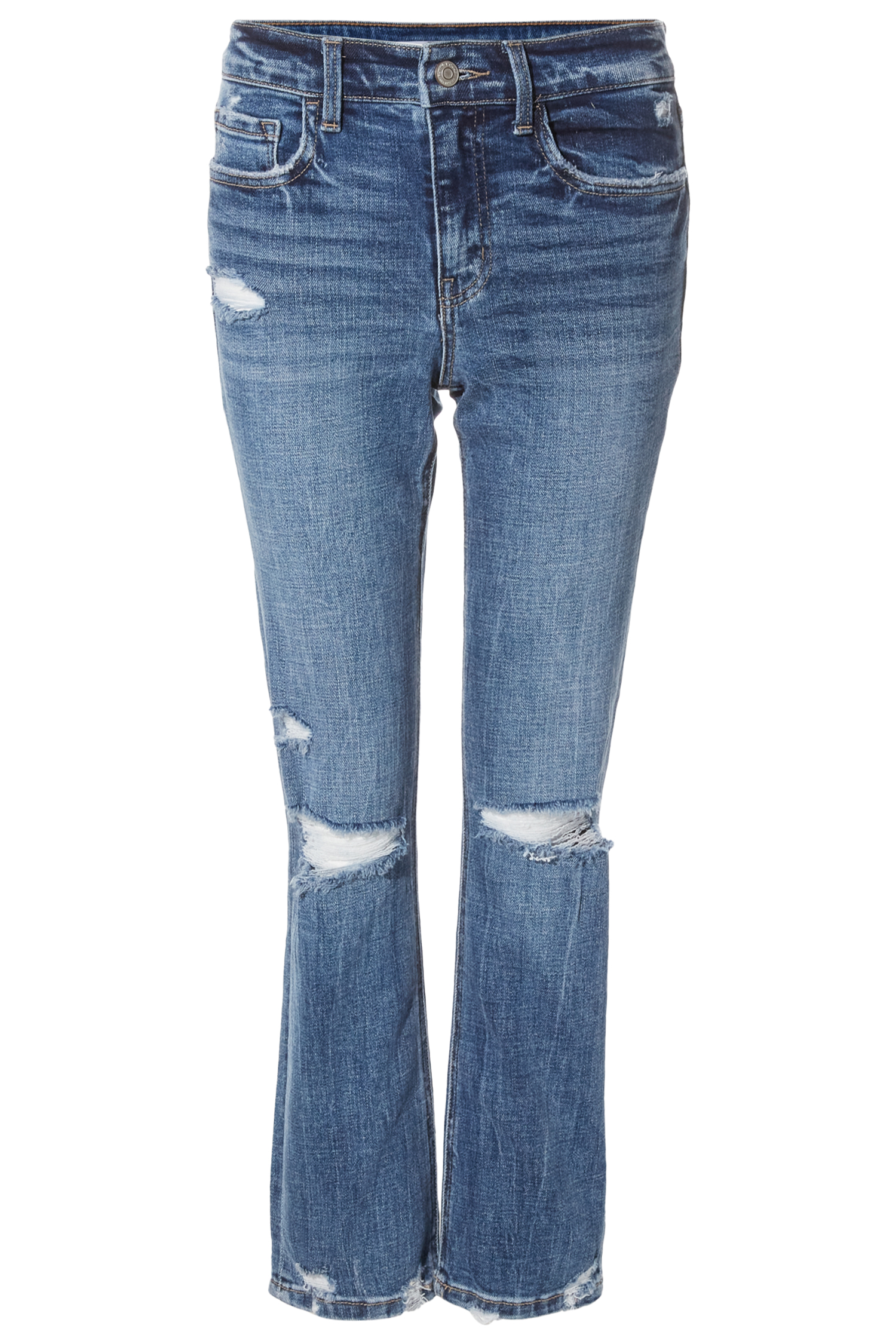 Mid Rise Crop Slim Straight Jean