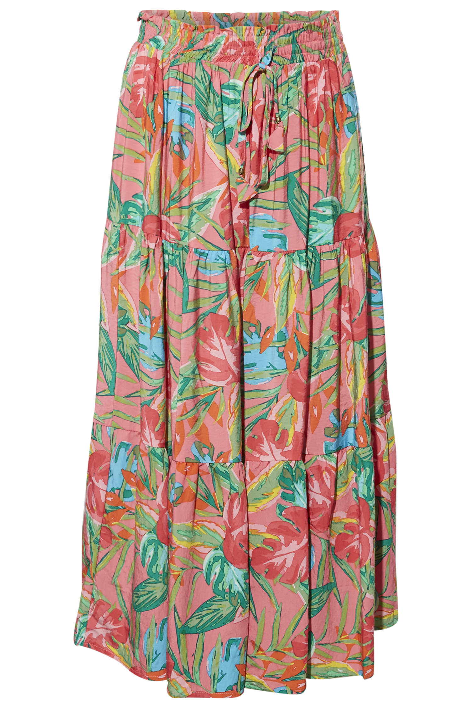 Tropical Print Midi Skirt