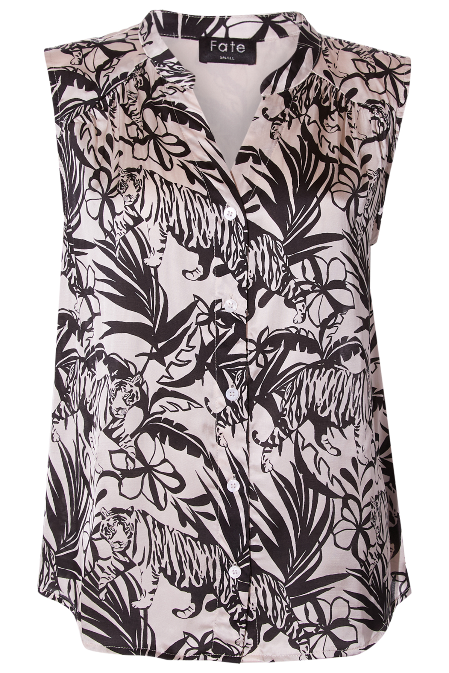 Sleeveless Animal Print Blouse