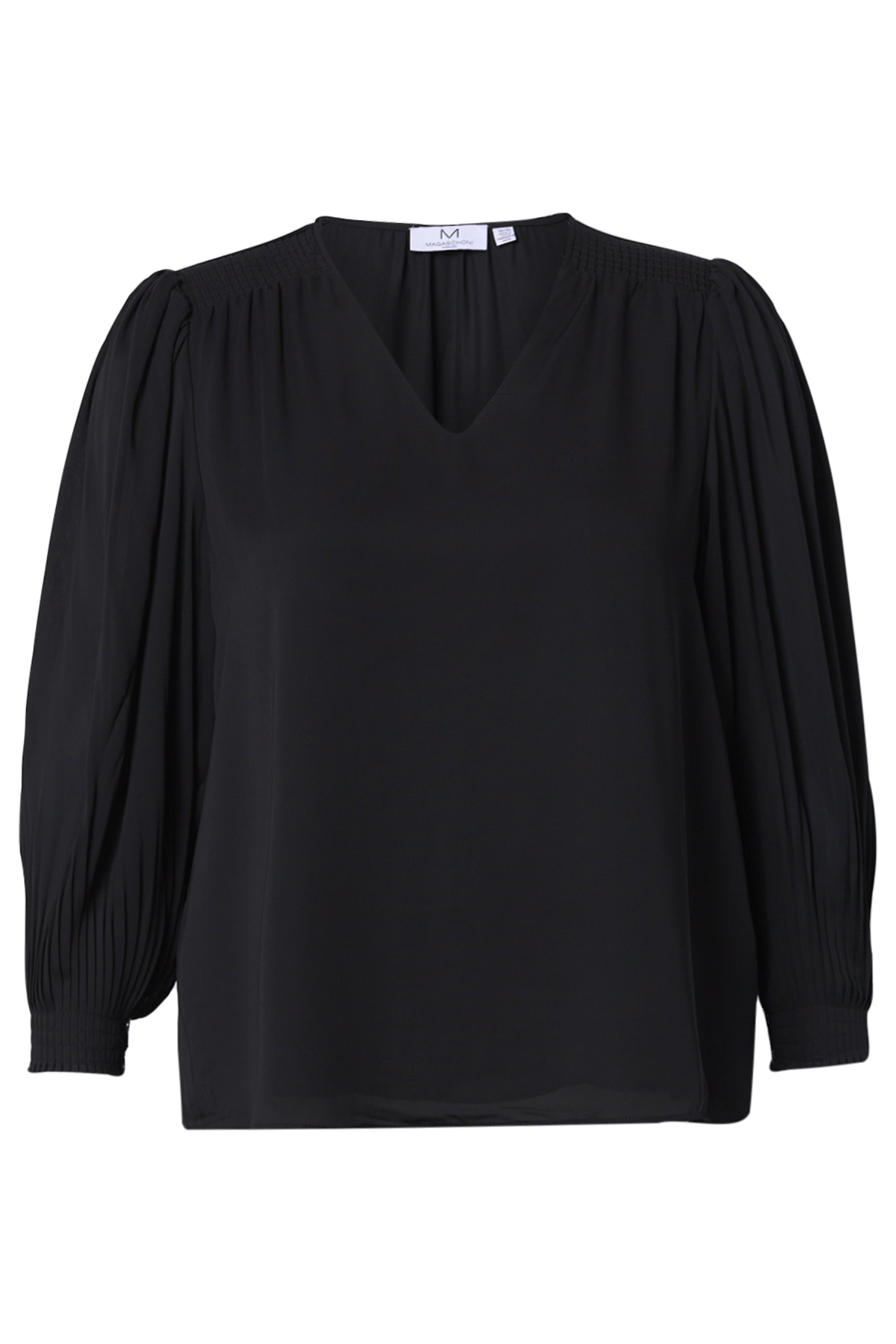 Long Pleated Sleeve Woven Top