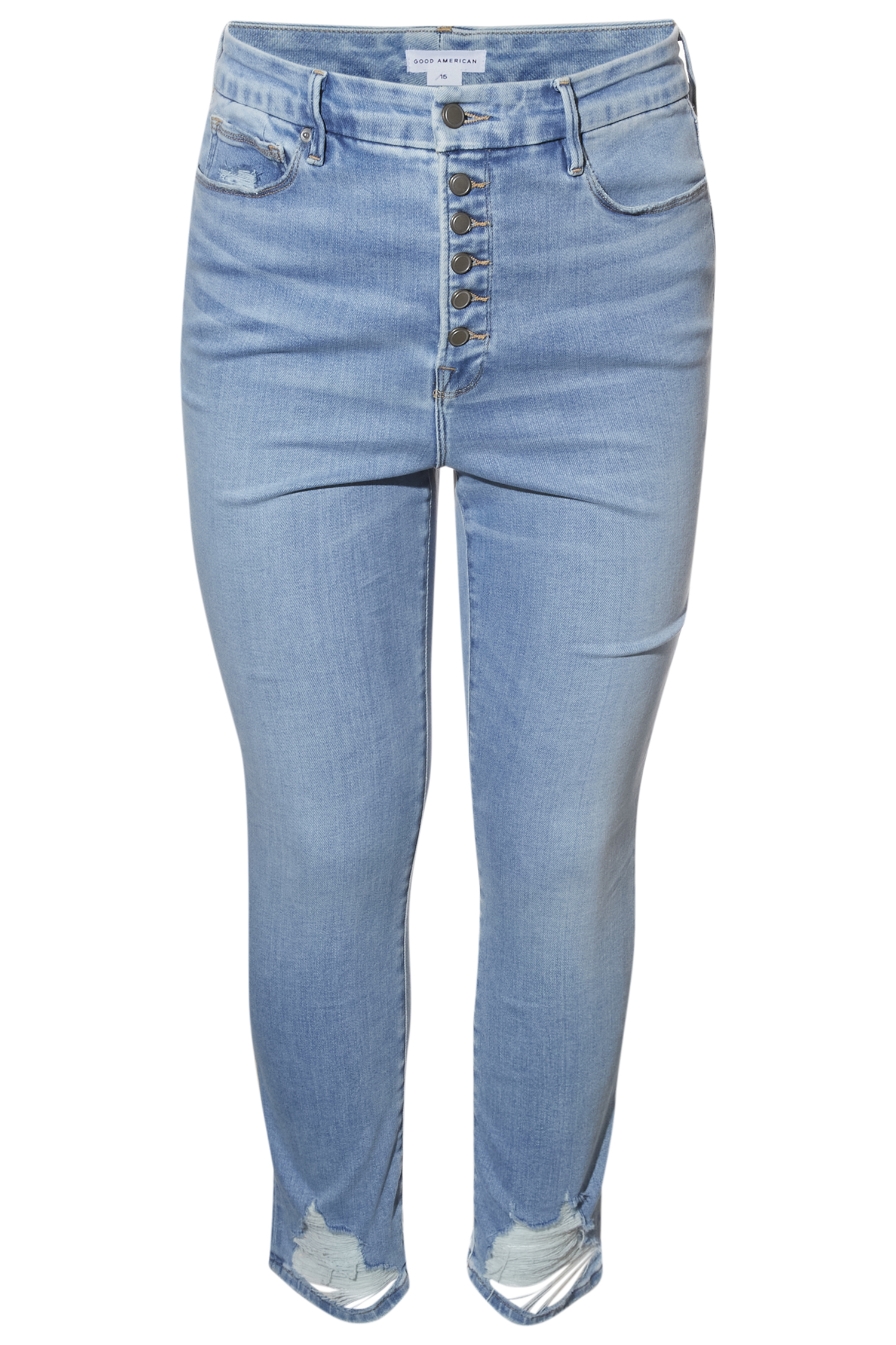 Good American Exposed Button Denim