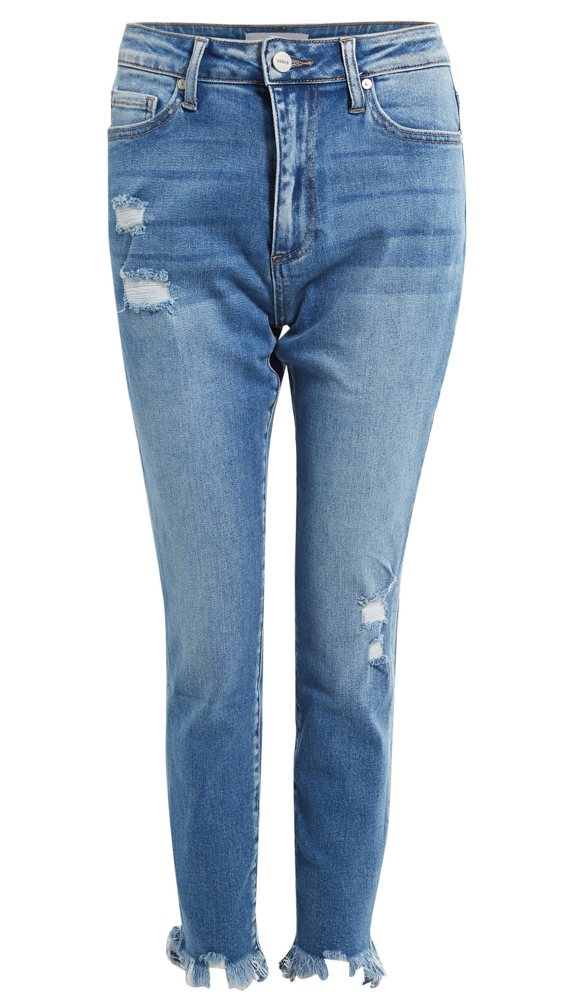 High Rise Fray Hem Denim