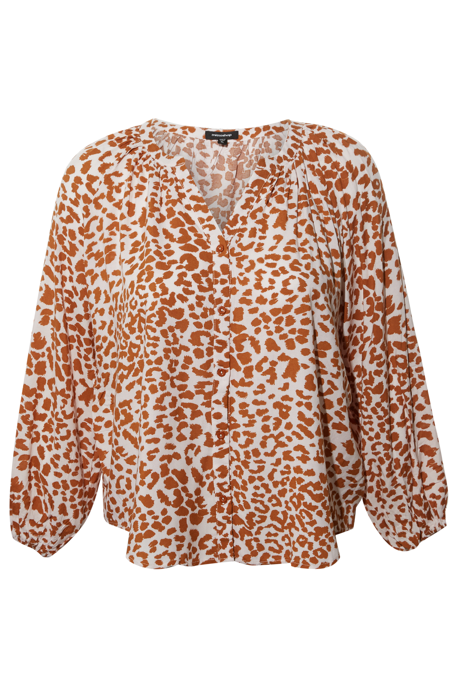 Split Neck Animal Print Top