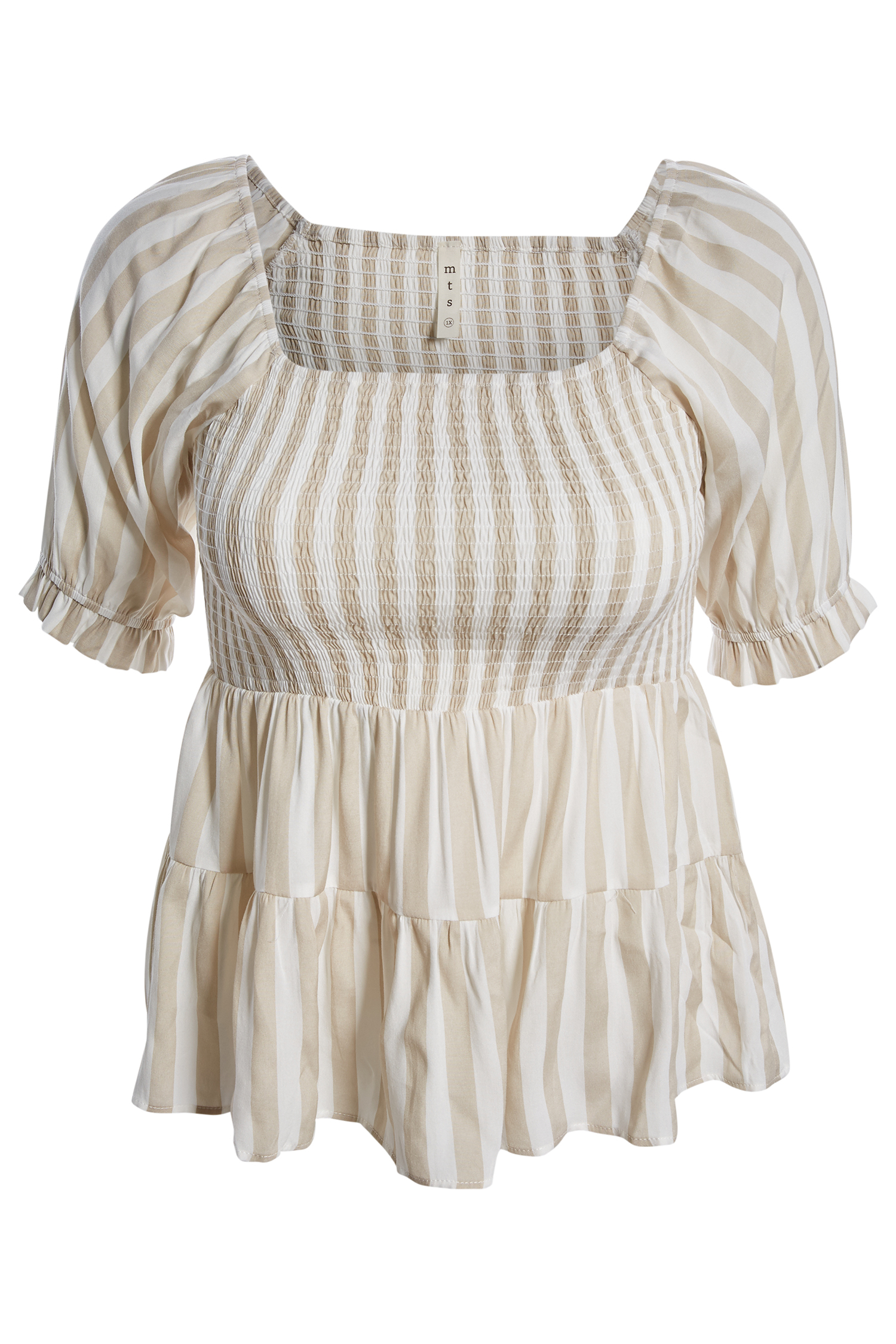 Smocked Striped Peplum Top